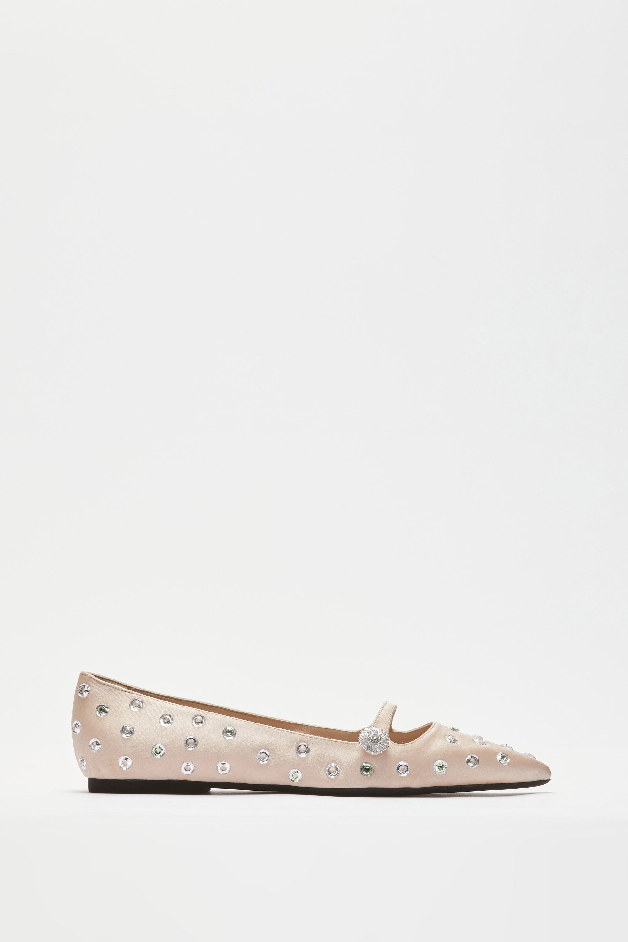 Satin ballerinas with studs