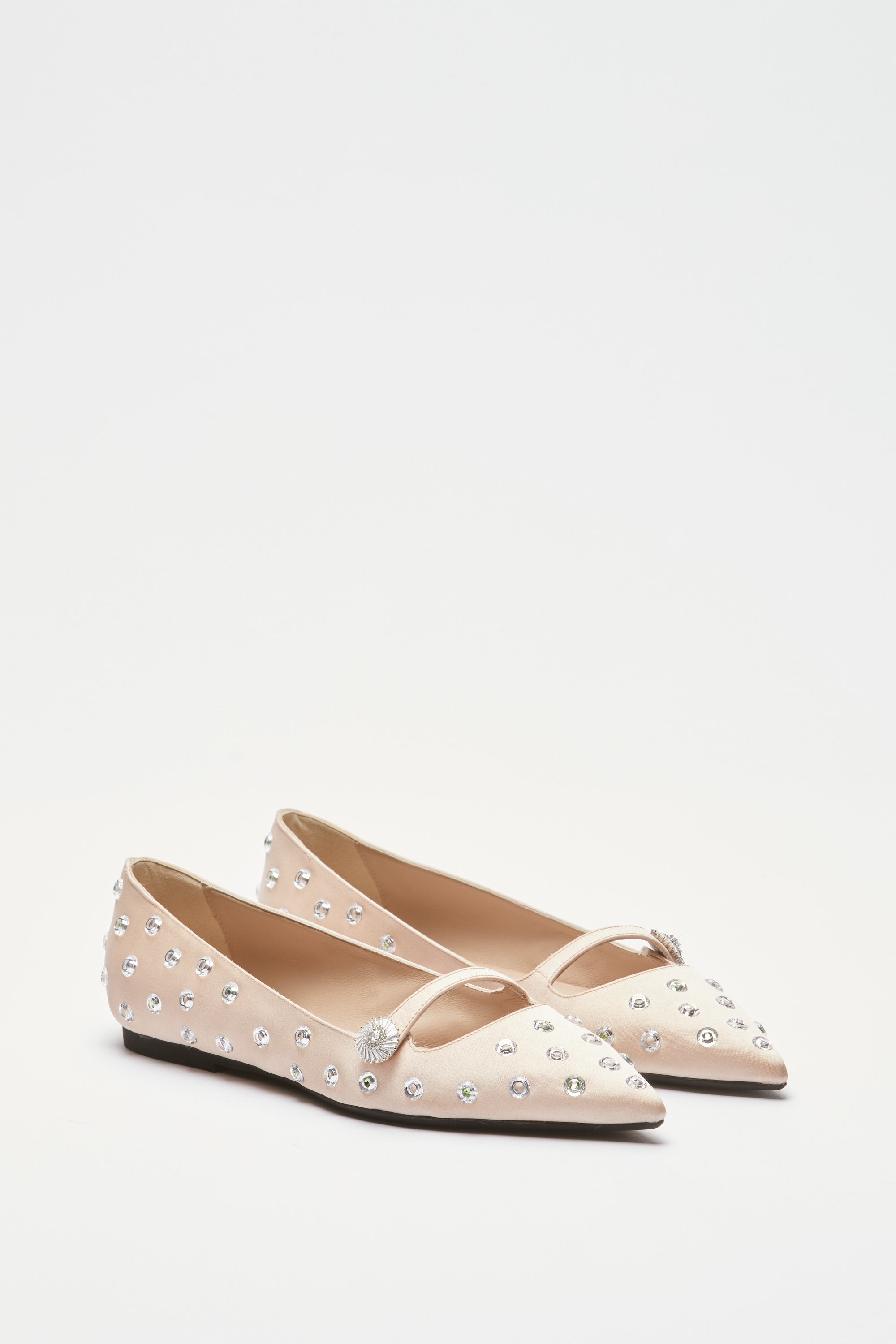 Satin ballerinas with studs