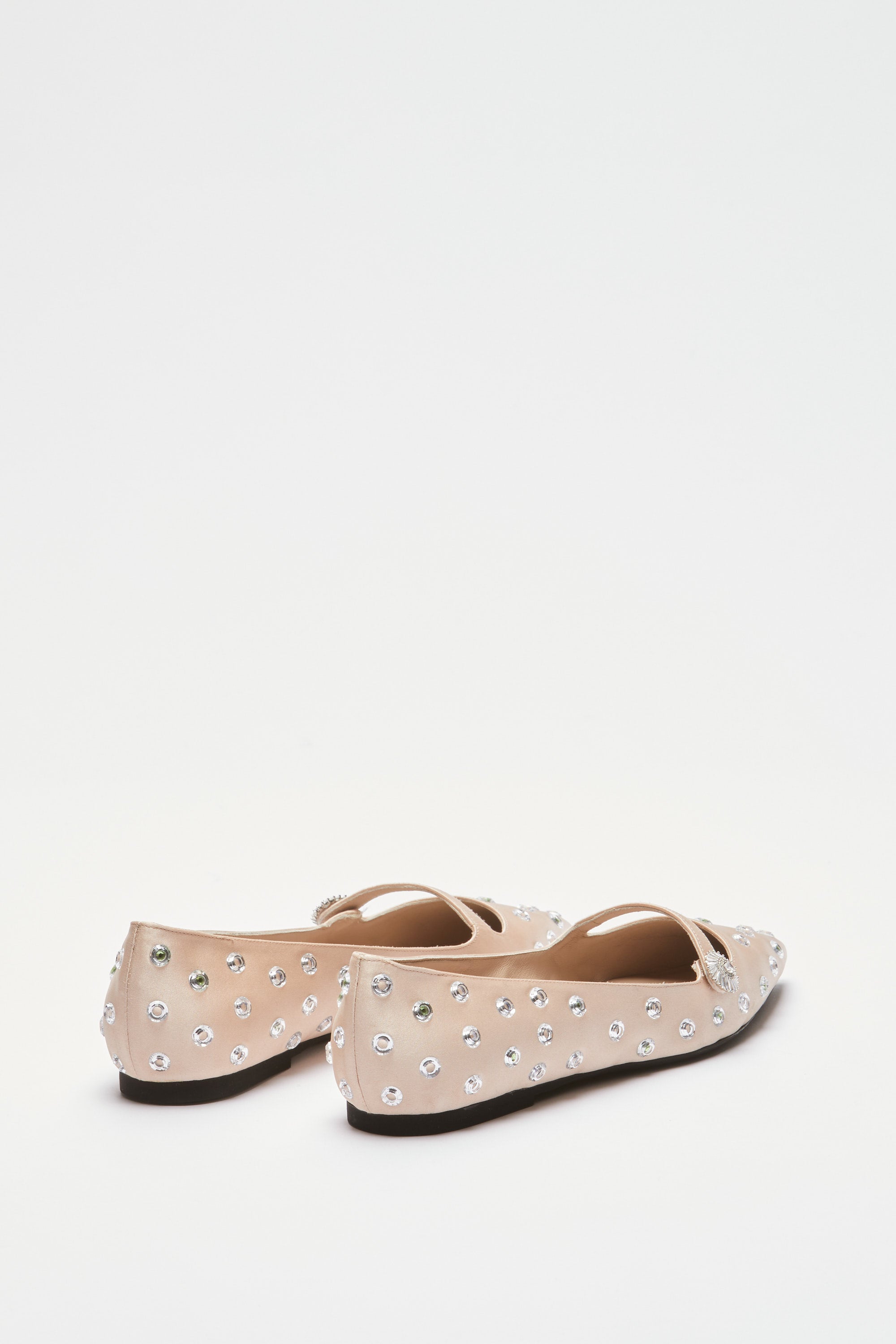 Satin ballerinas with studs