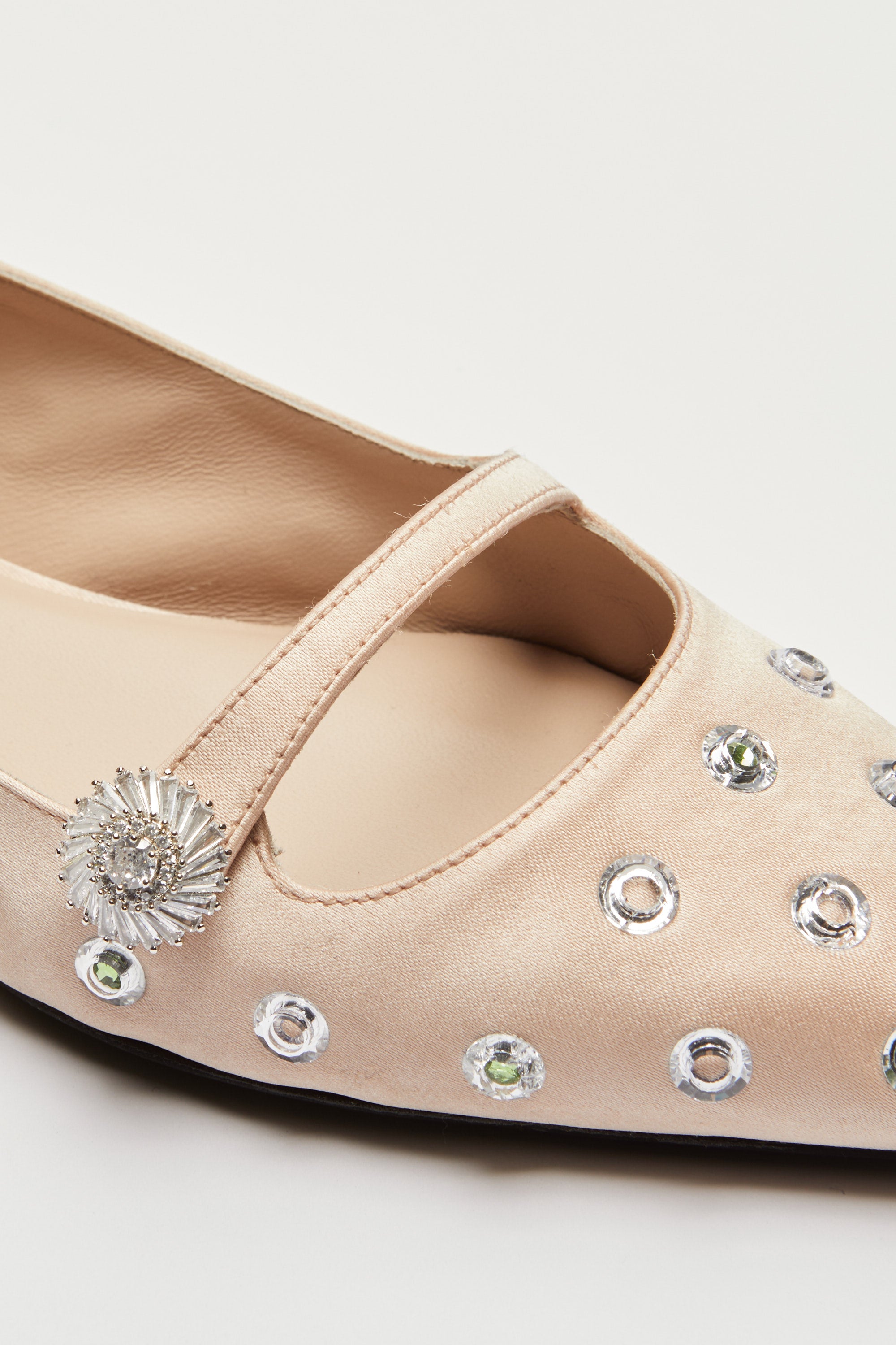 Satin ballerinas with studs