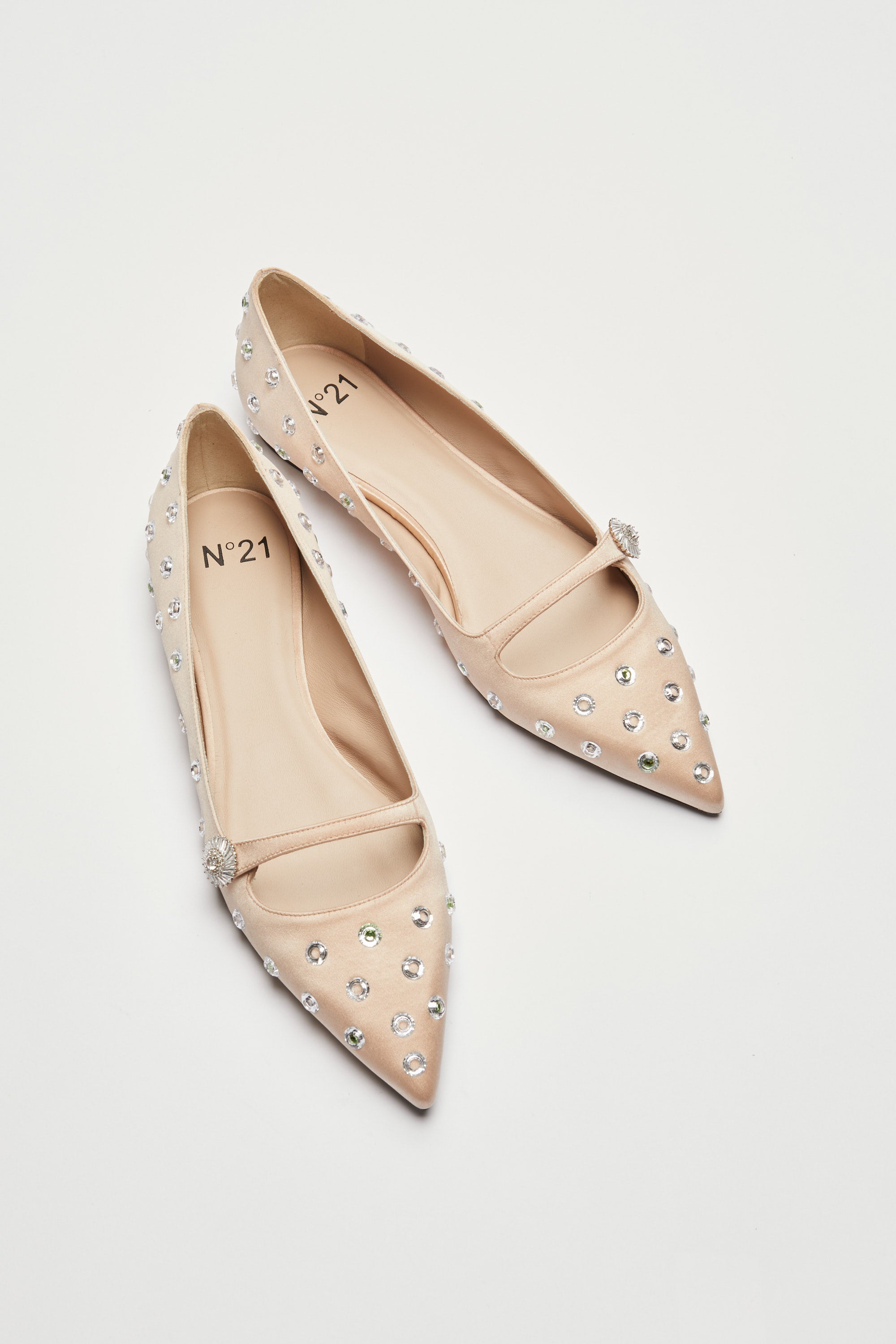 Satin ballerinas with studs
