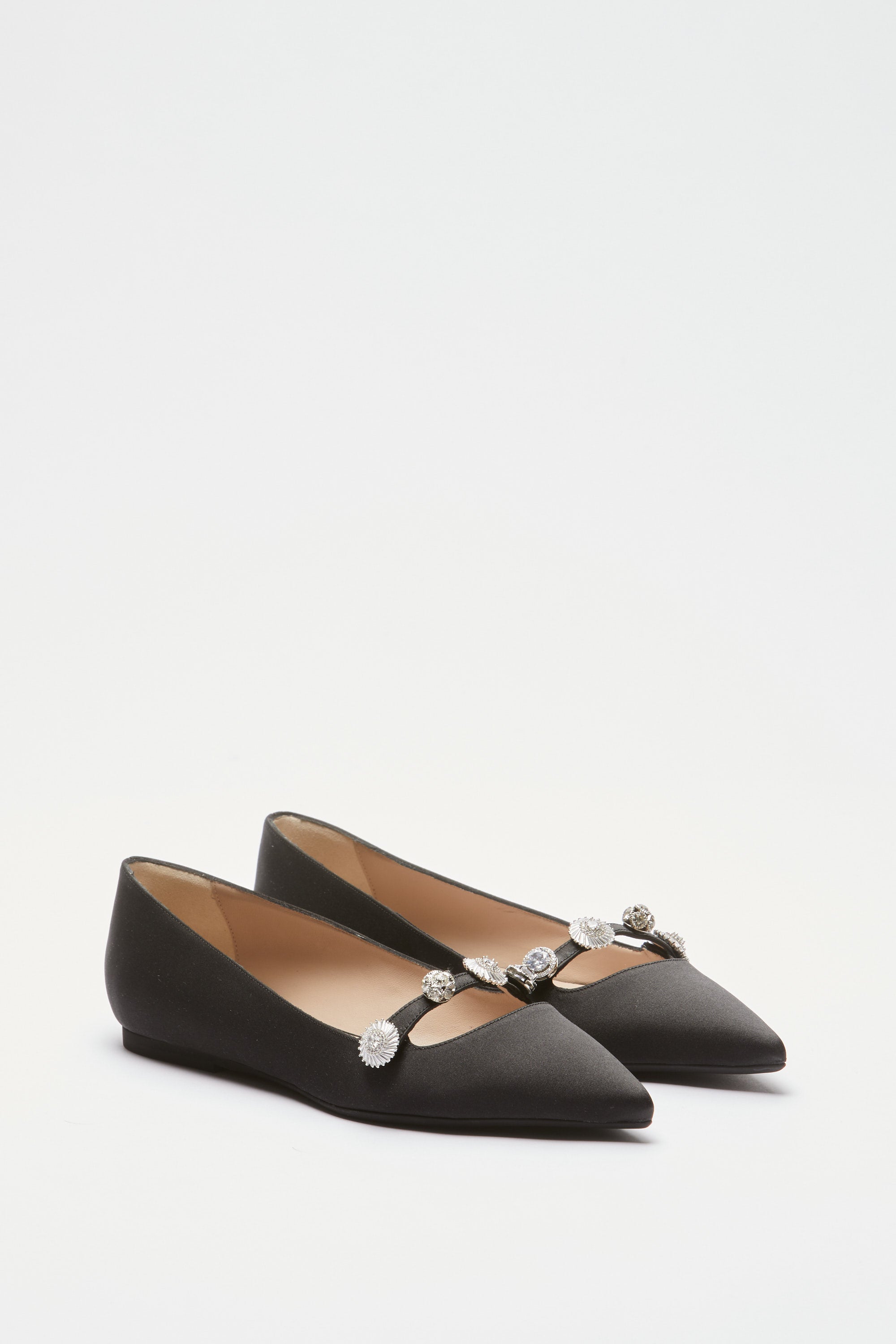Satin ballerina with jewel details