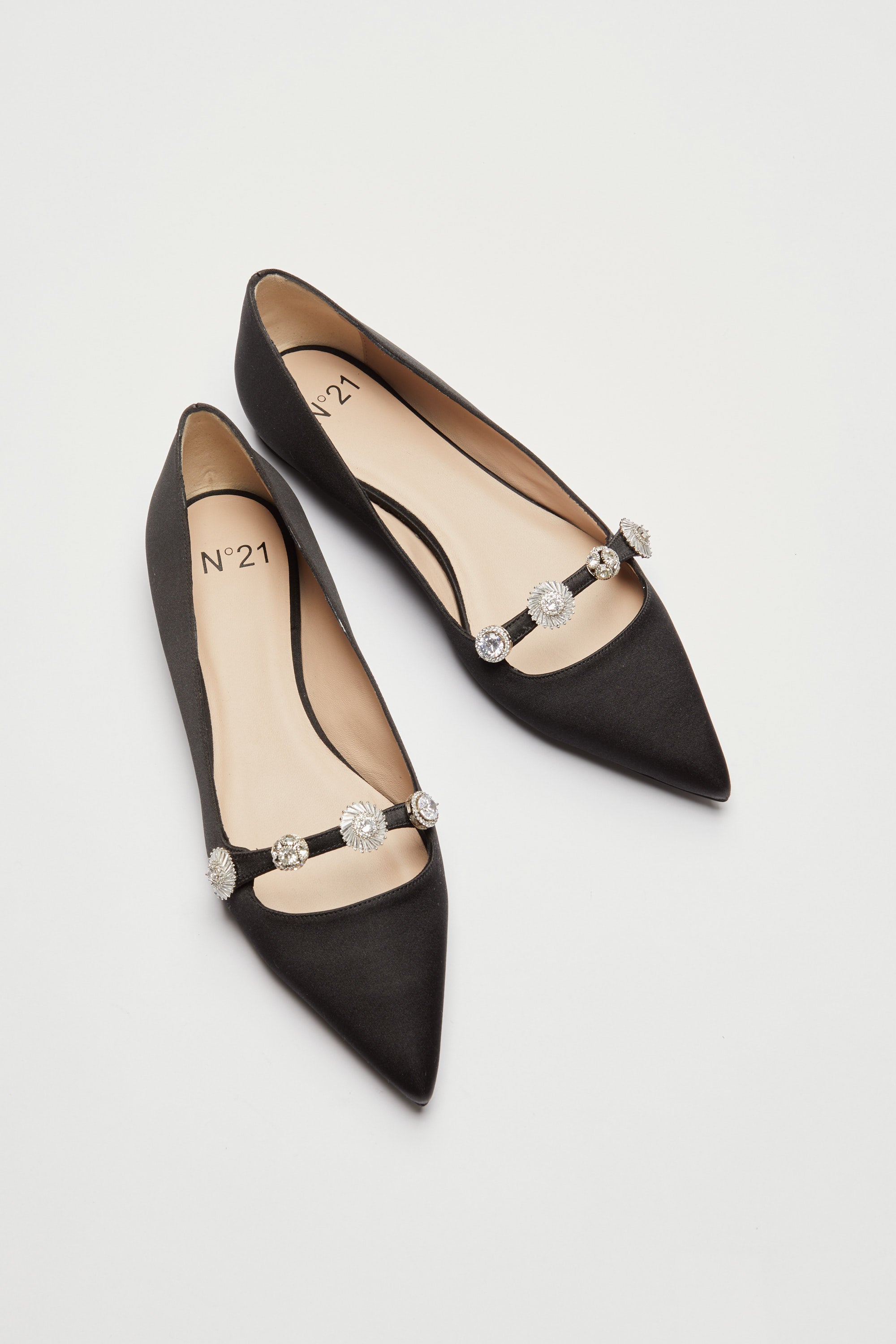 Satin ballerina with jewel details