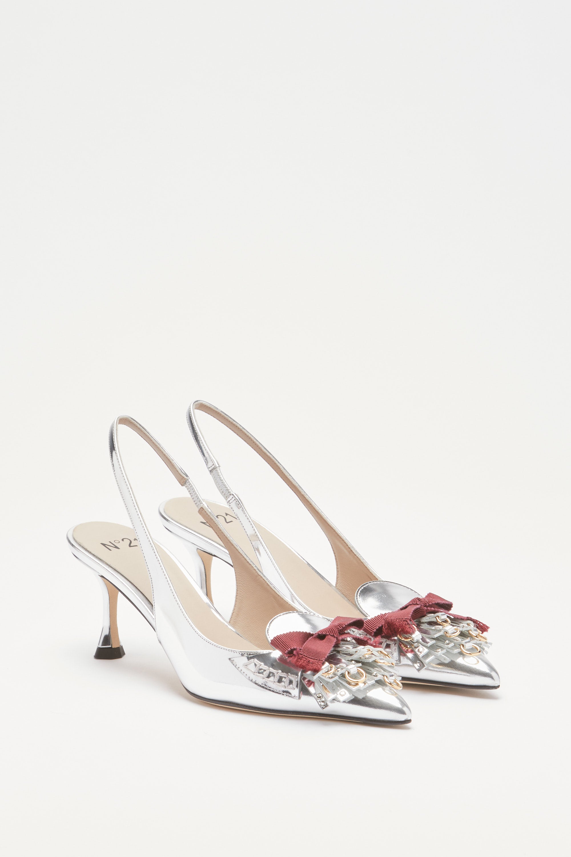Slingback with fringes and studs