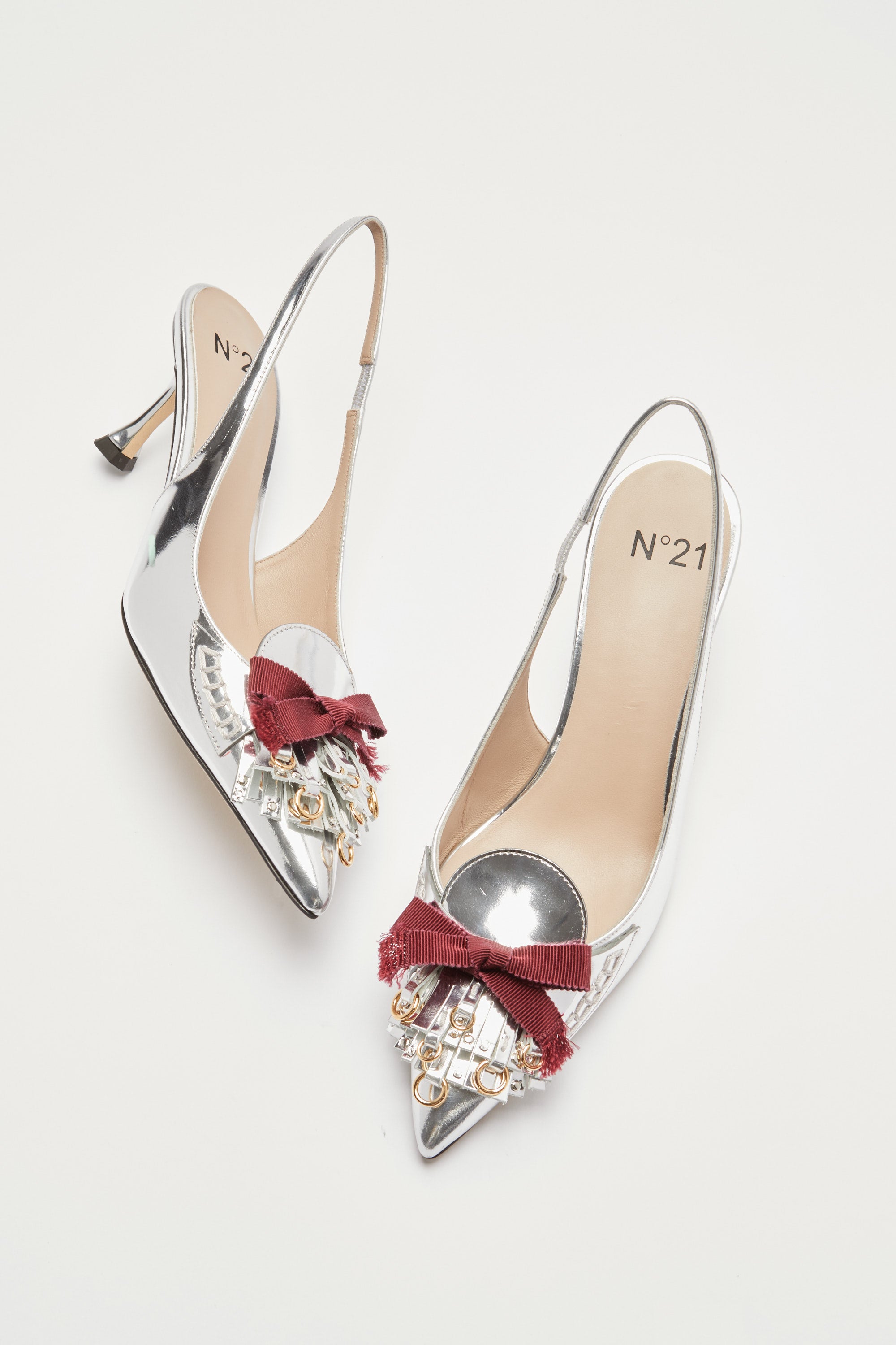 Slingback with fringes and studs