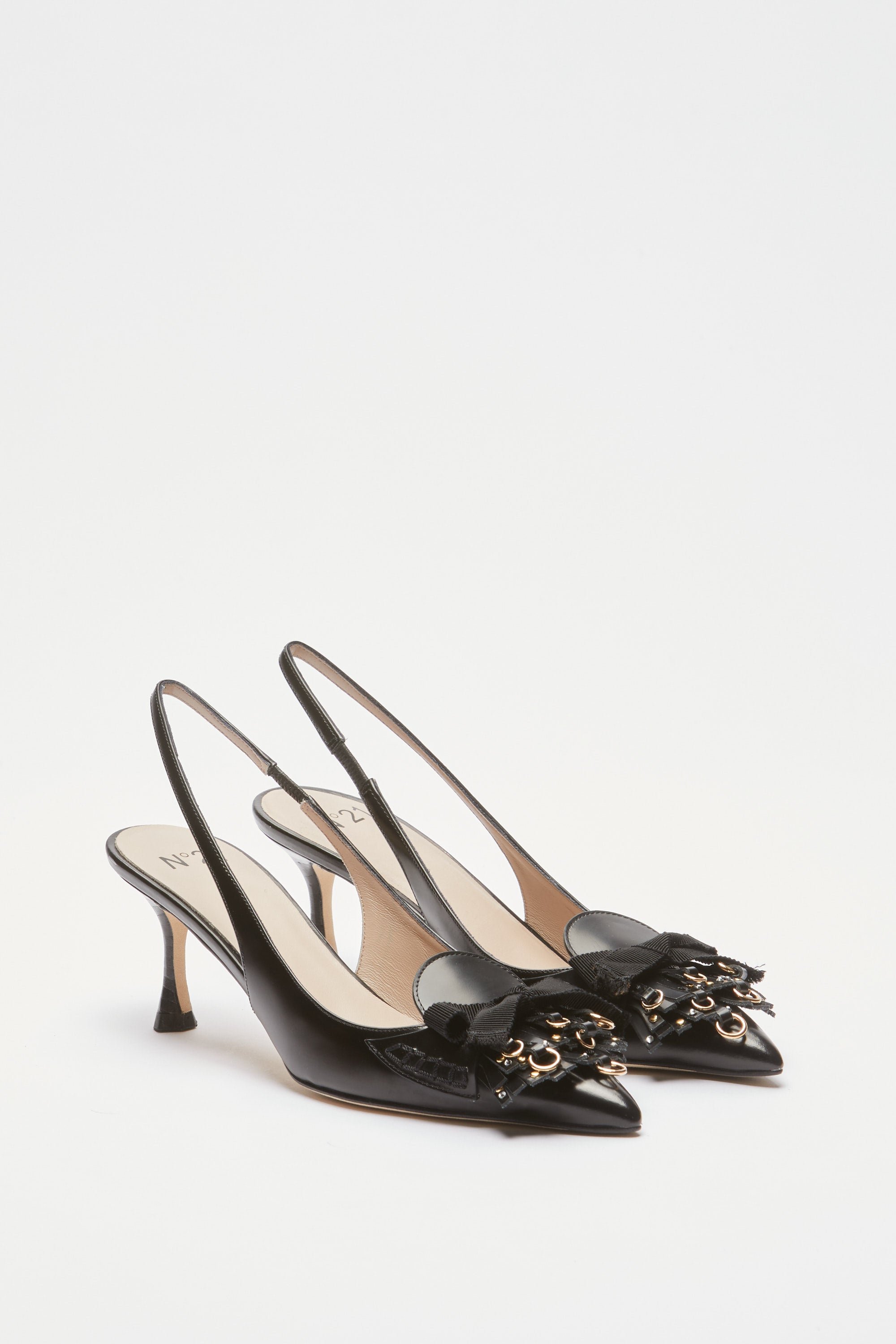 Slingback with fringes and studs