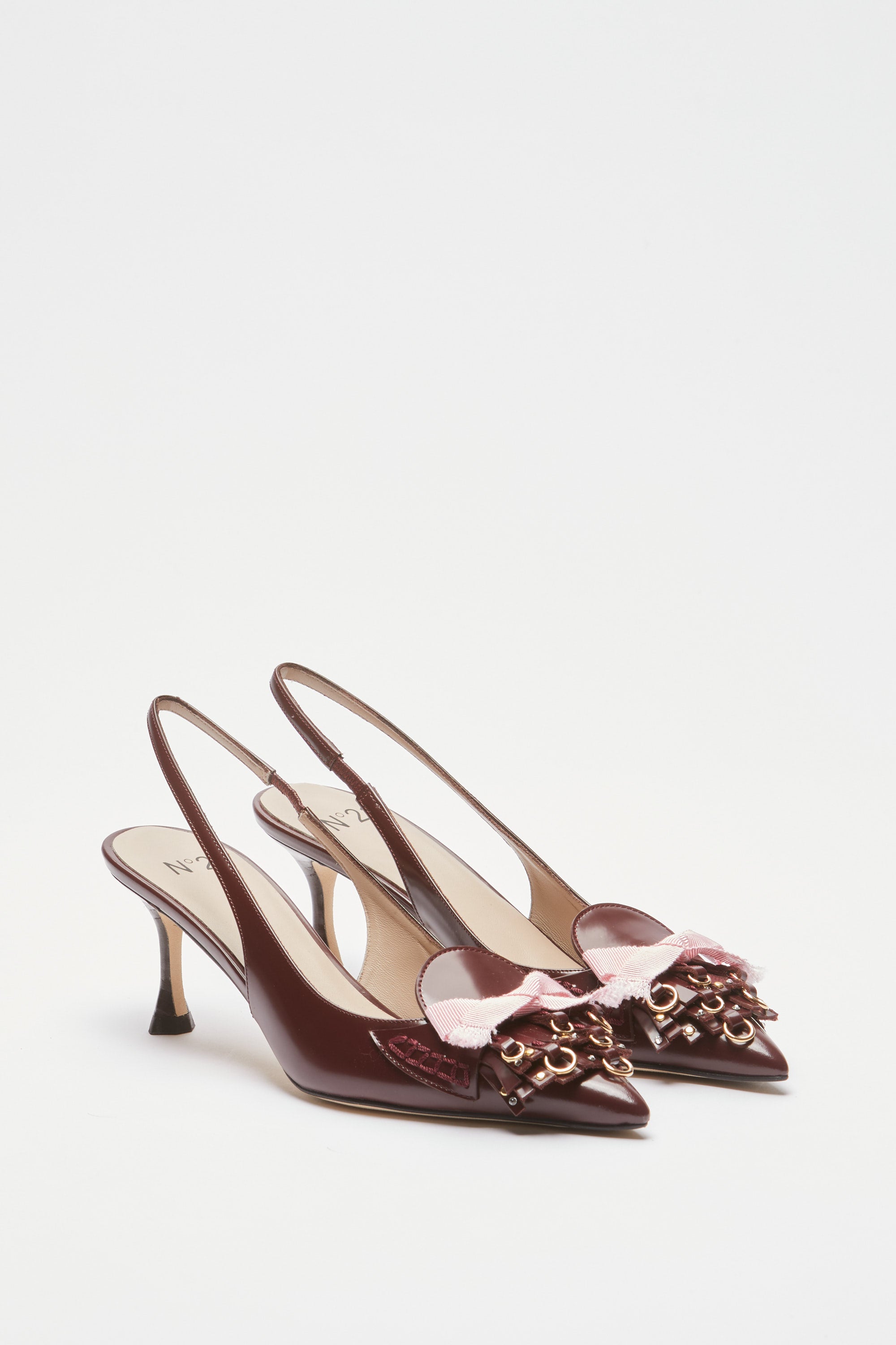 Slingback with fringes and studs