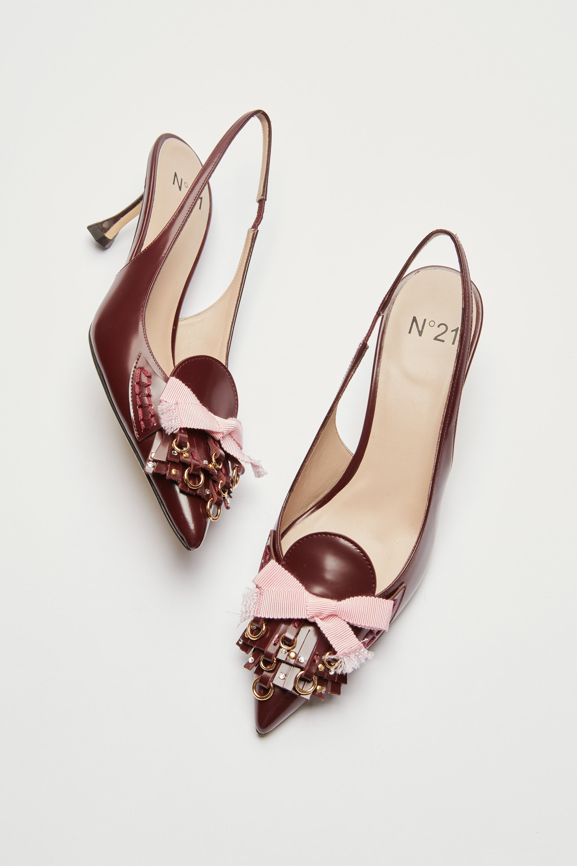 Slingback with fringes and studs
