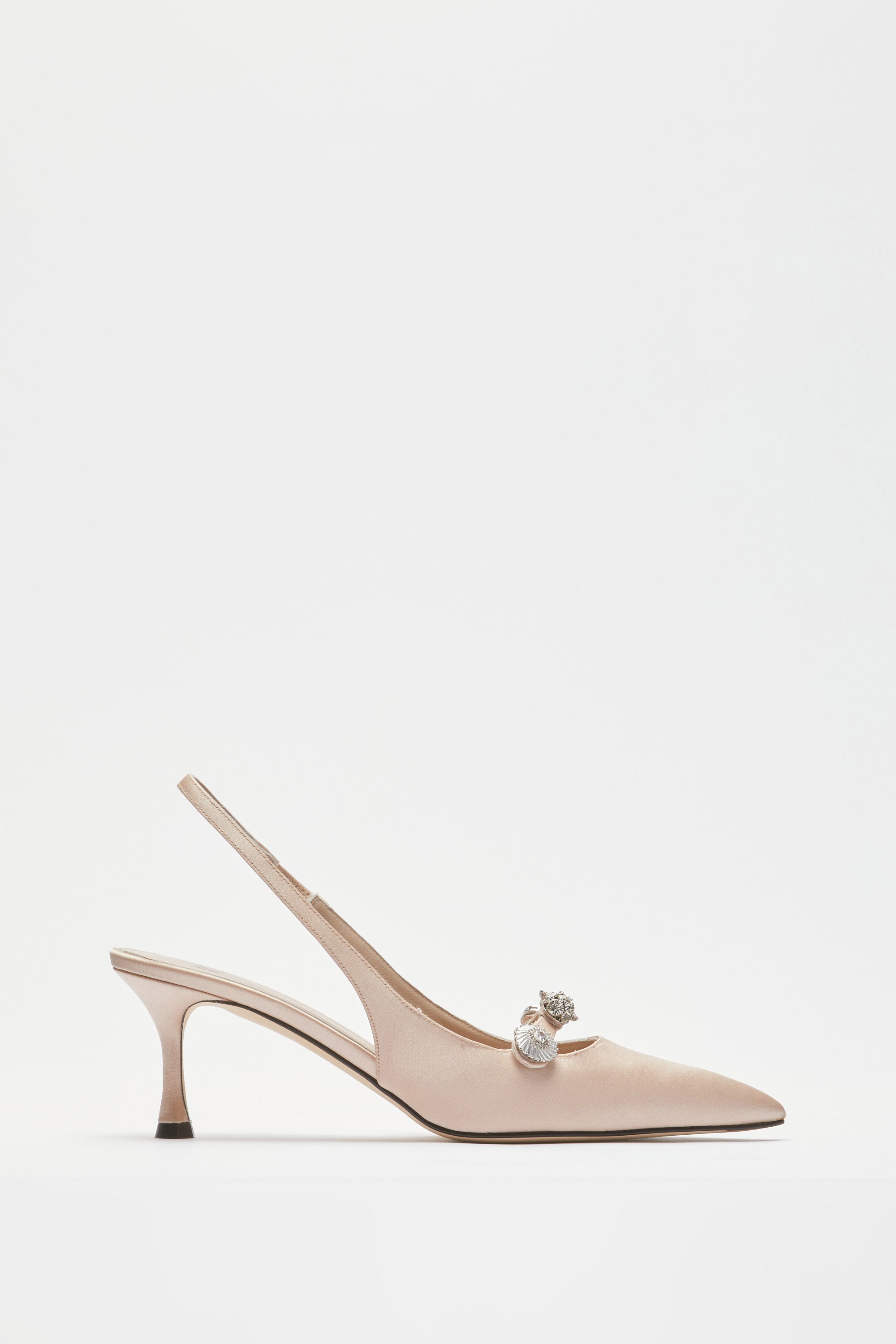 Satin slingback with jewel details