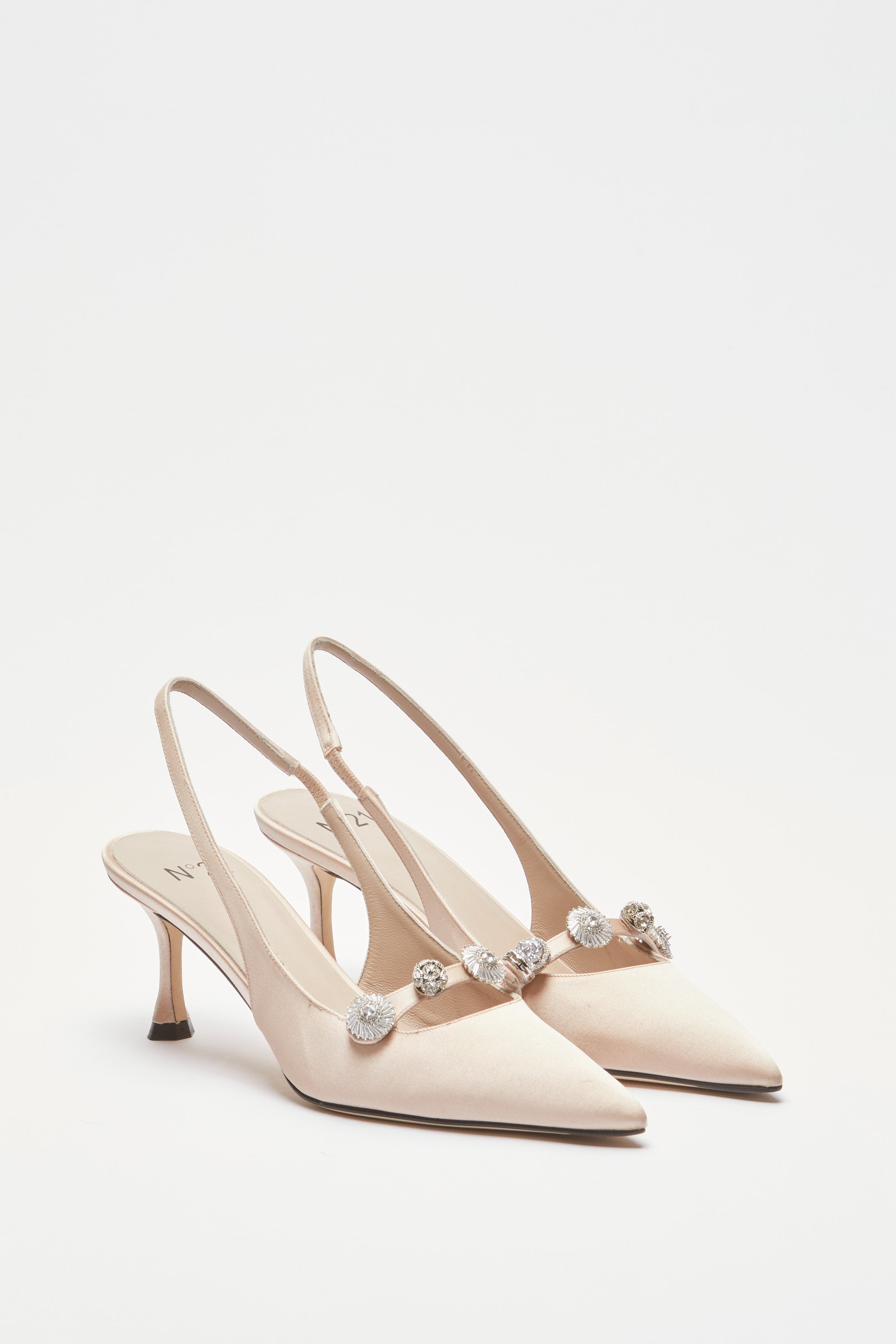 Satin slingback with jewel details