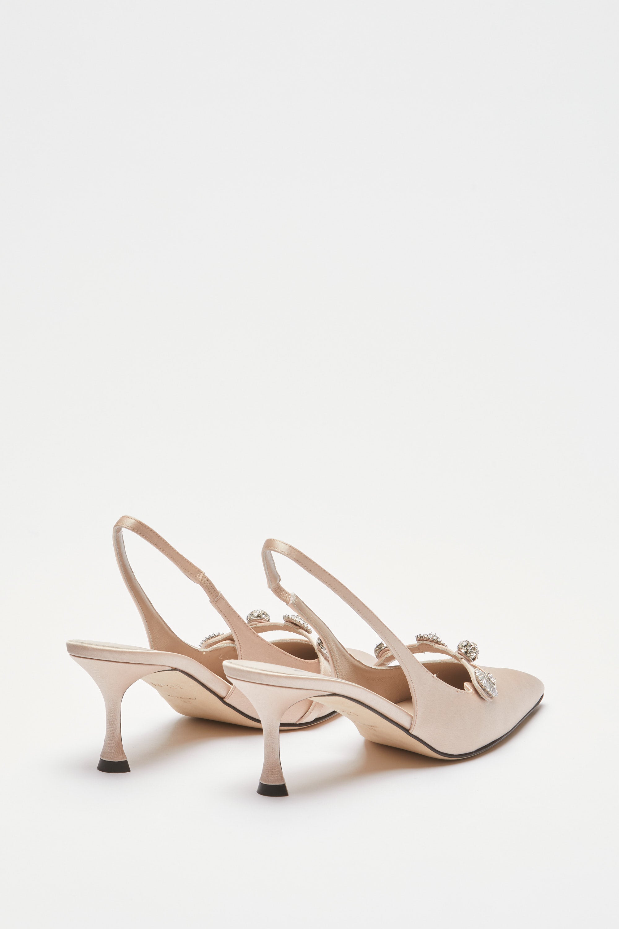 Satin slingback with jewel details