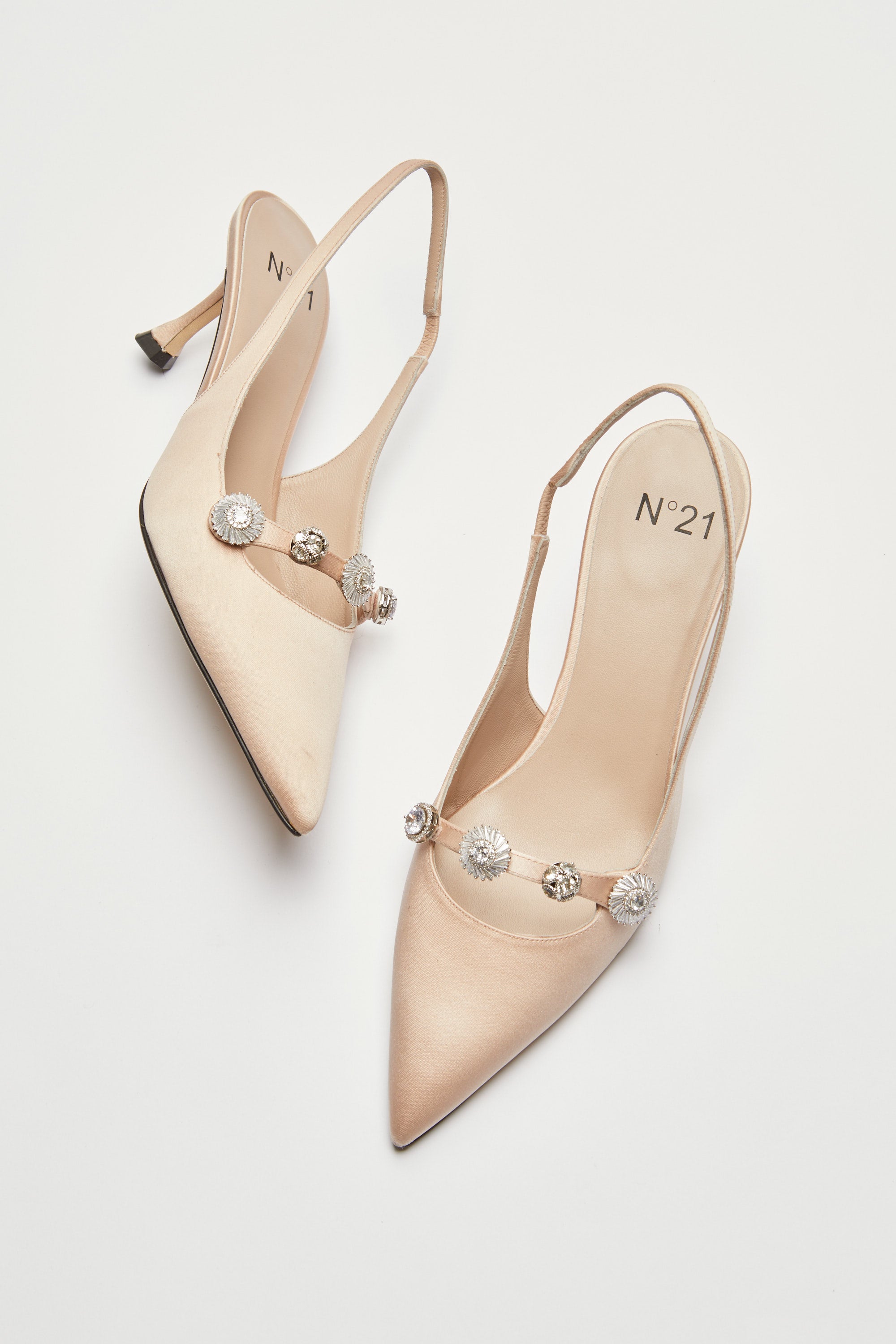 Satin slingback with jewel details