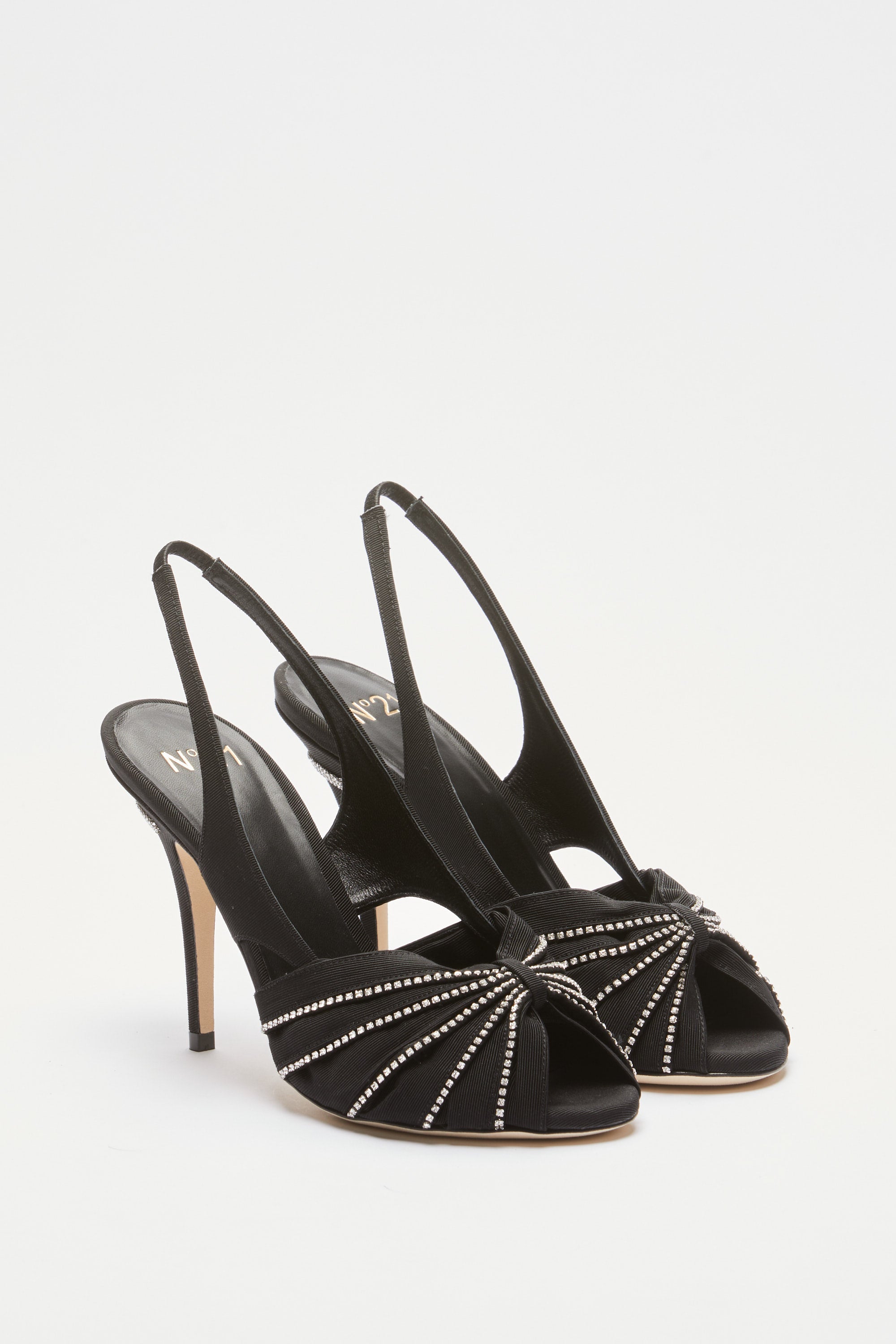 Satin sandals with crystals