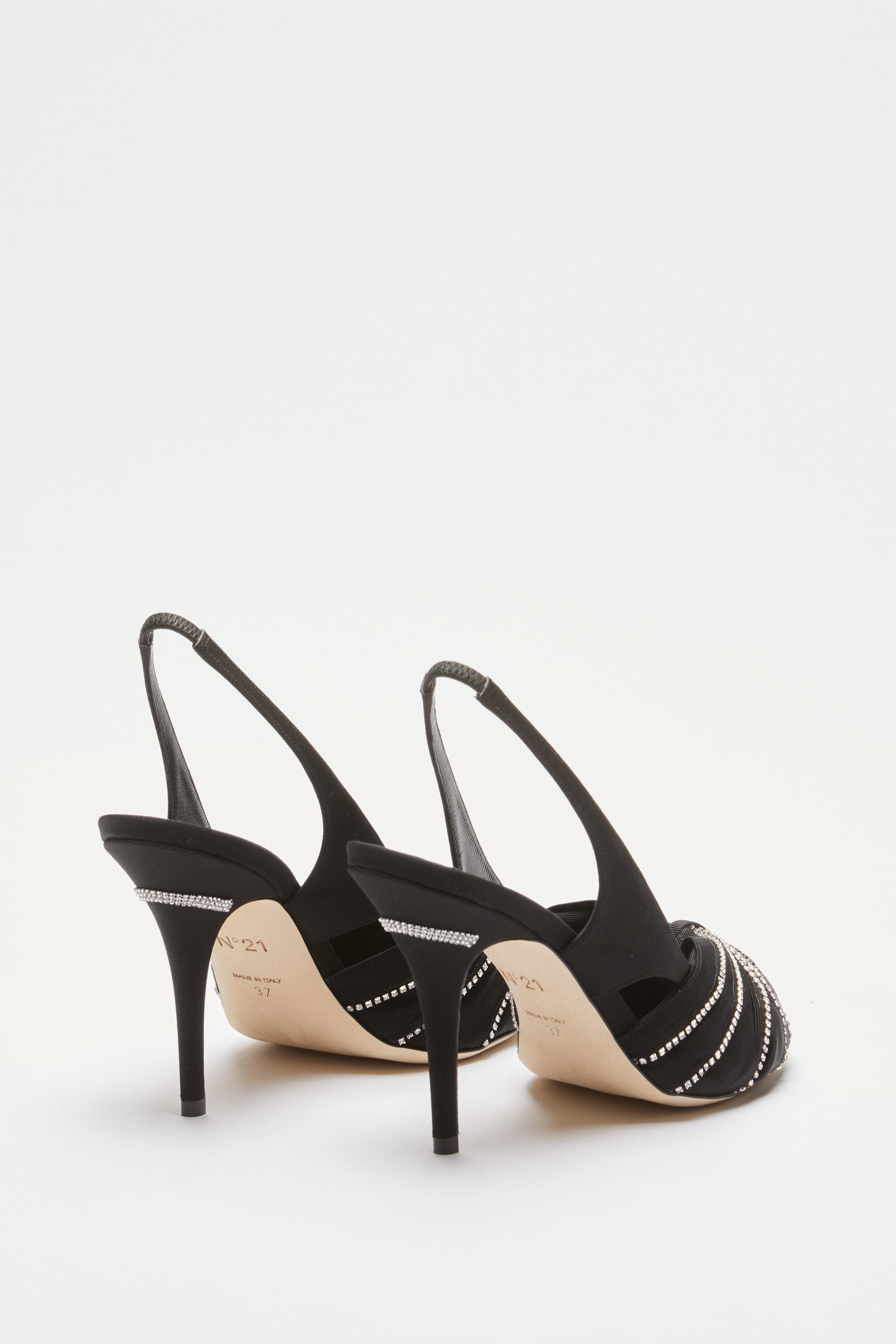 Satin sandals with crystals