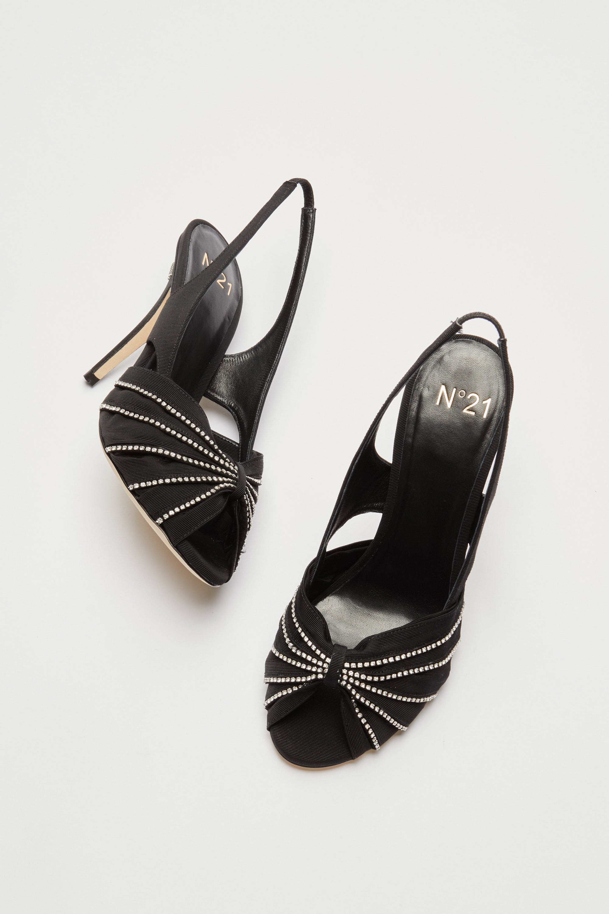Satin sandals with crystals