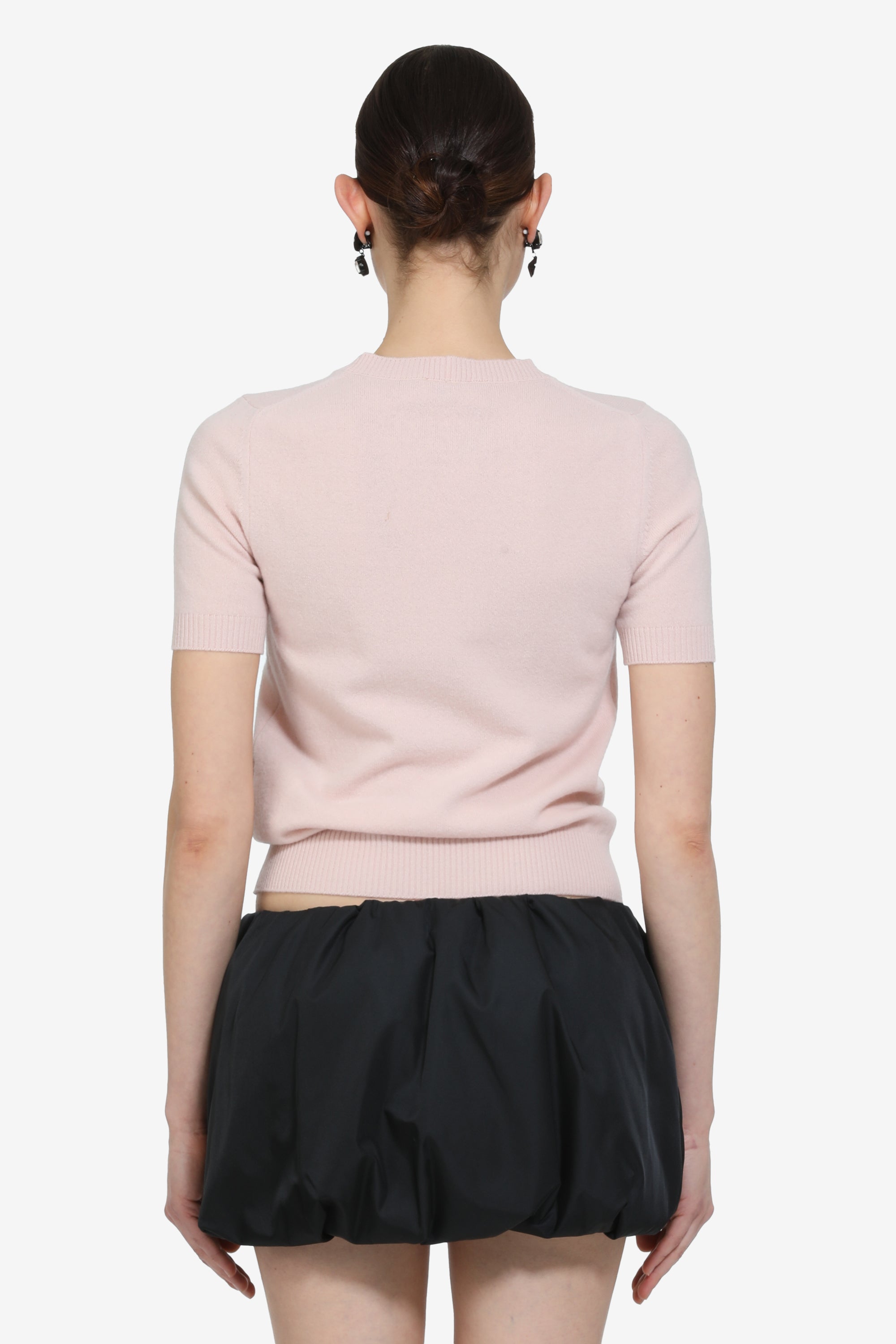 Short-sleeved crew neck sweater