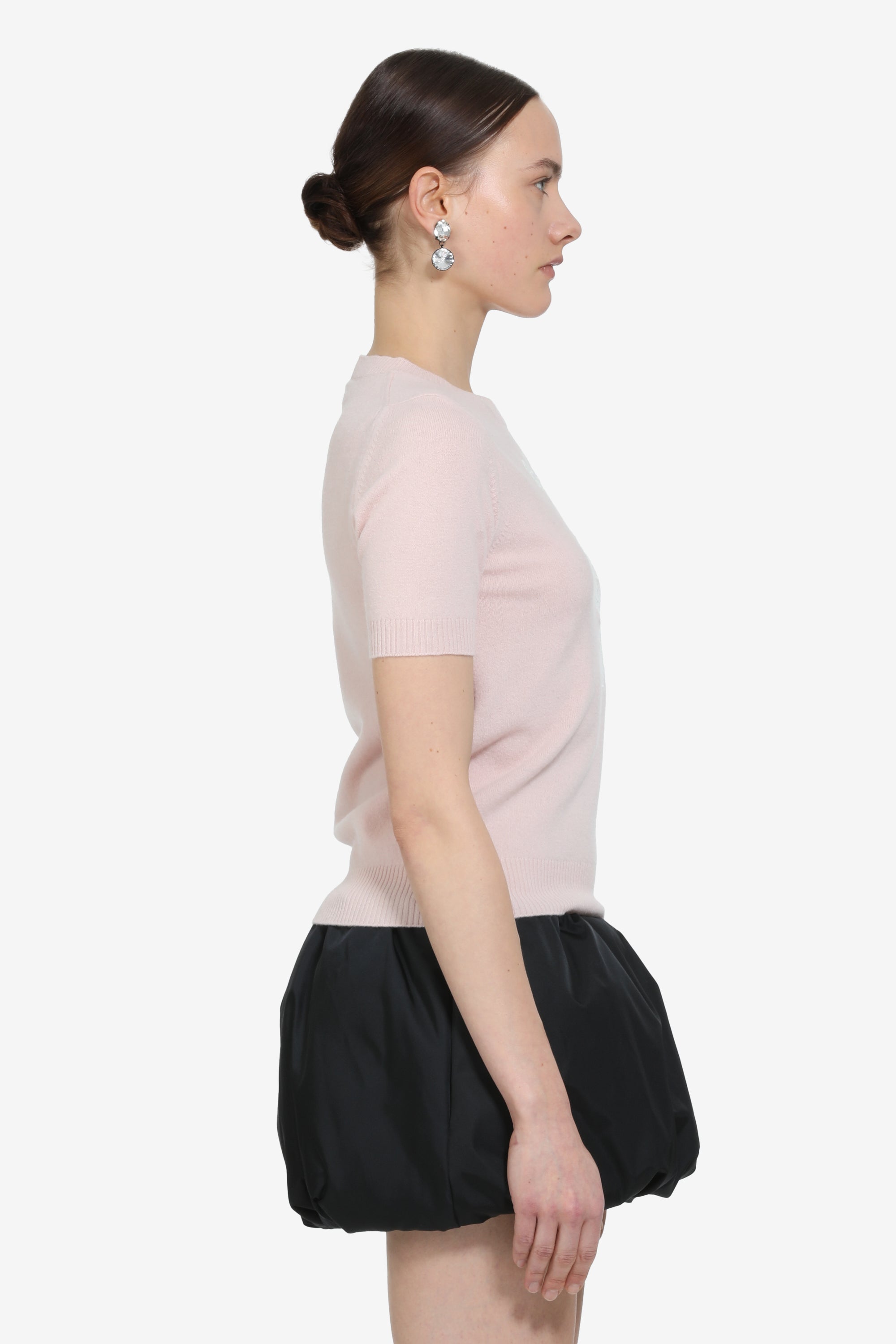 Short-sleeved crew neck sweater