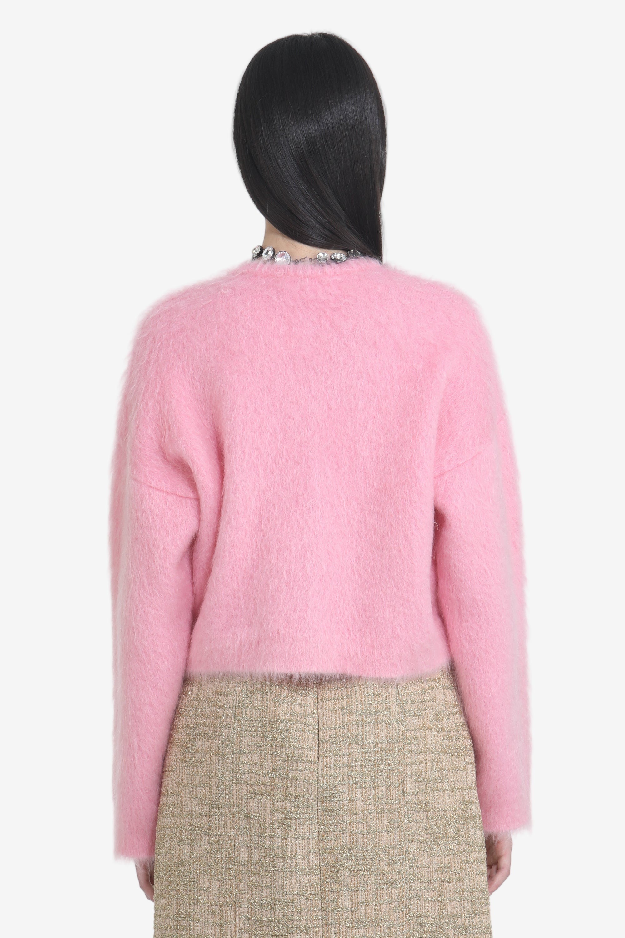 Crew neck cardigan with jewel buttons