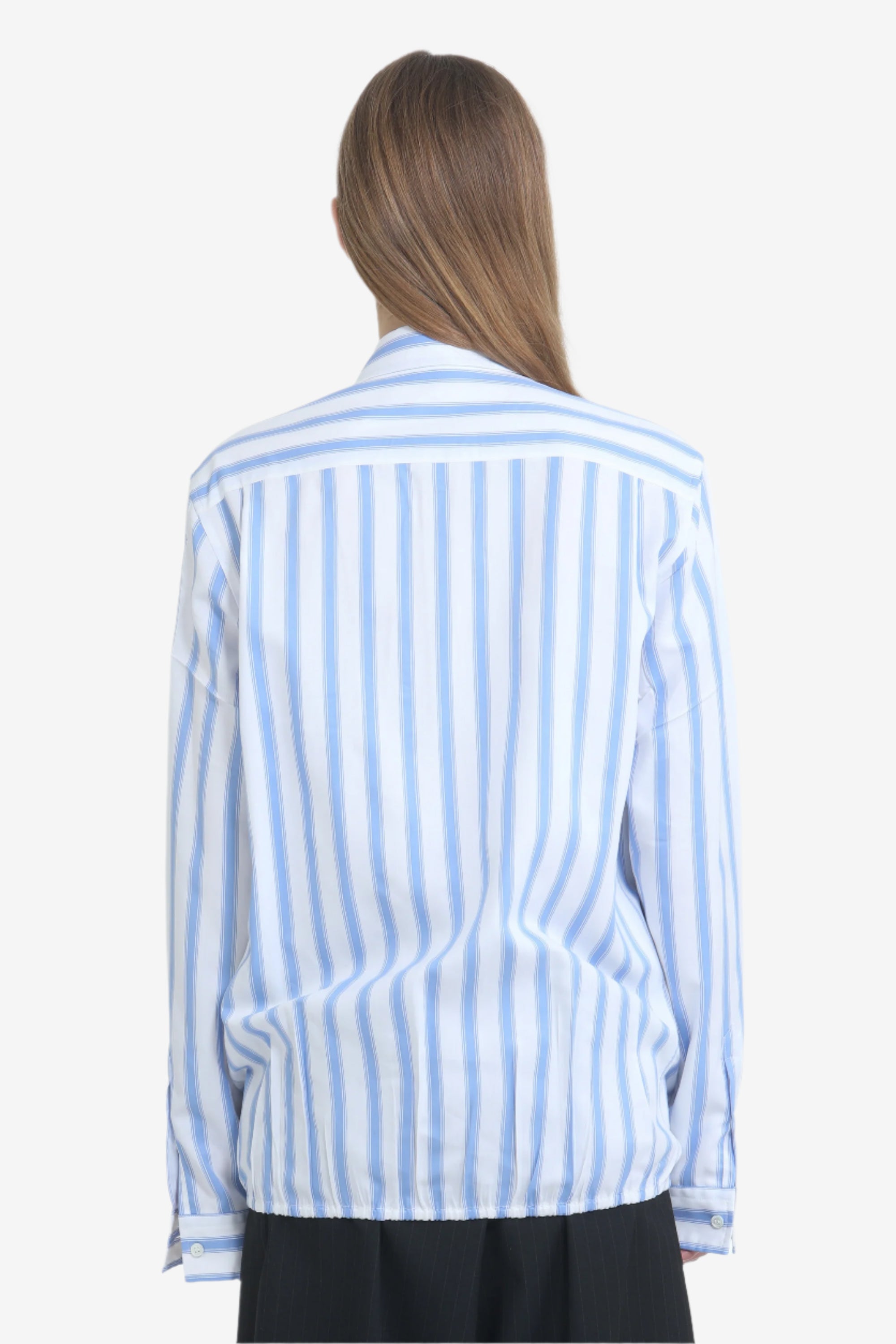 Striped zip-up shirt jacket