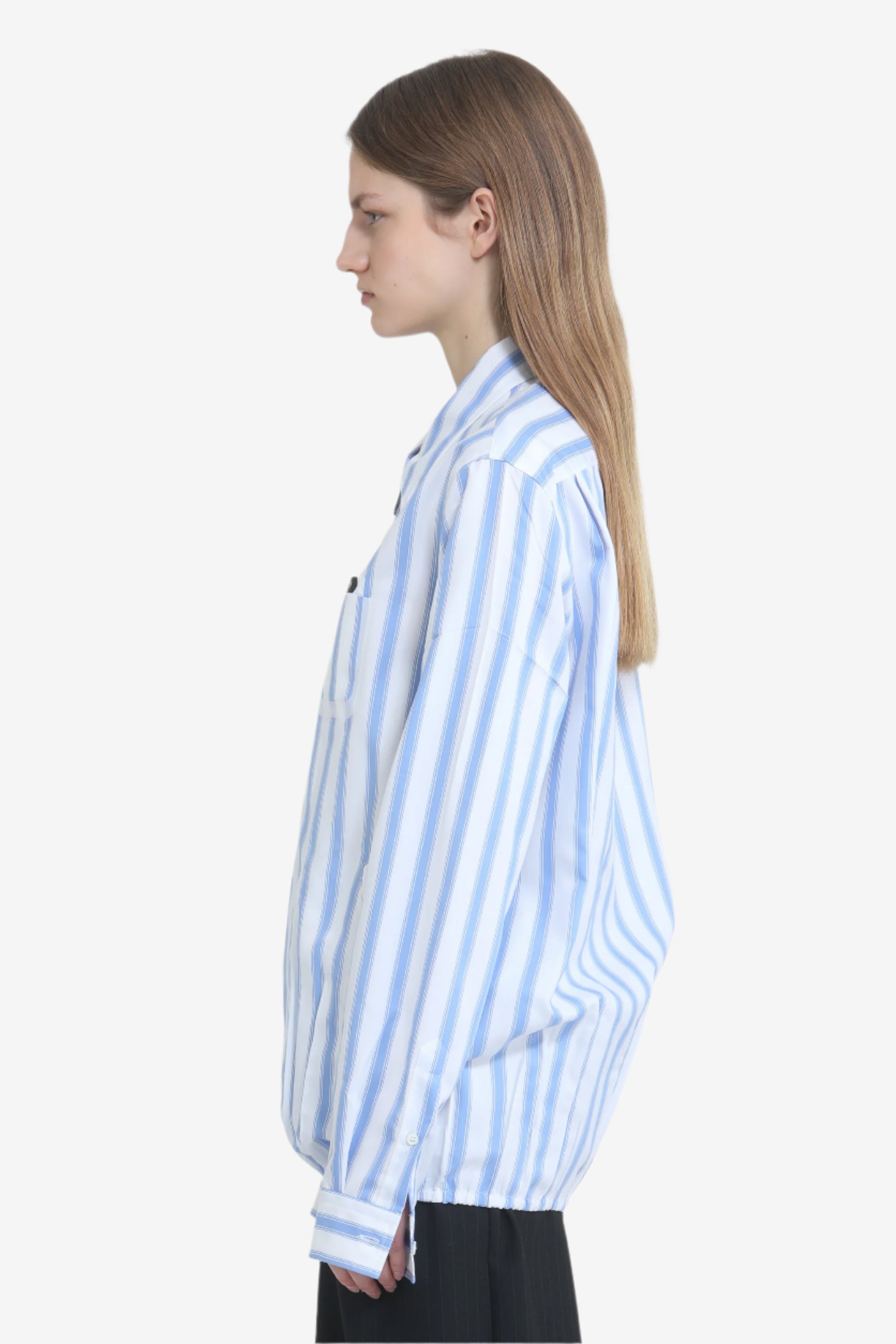 Striped zip-up shirt jacket