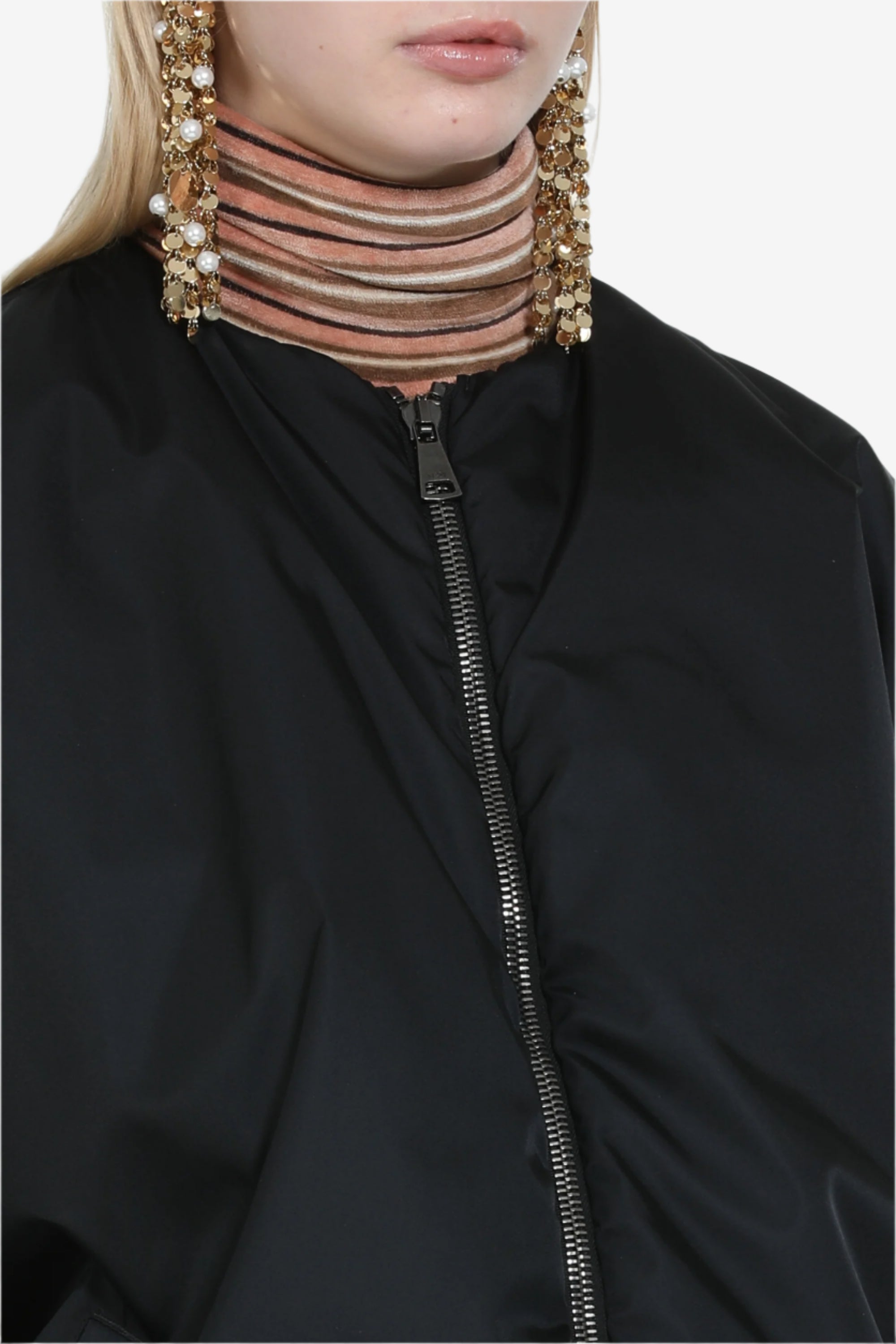 Oversized zip-up bomber jacket