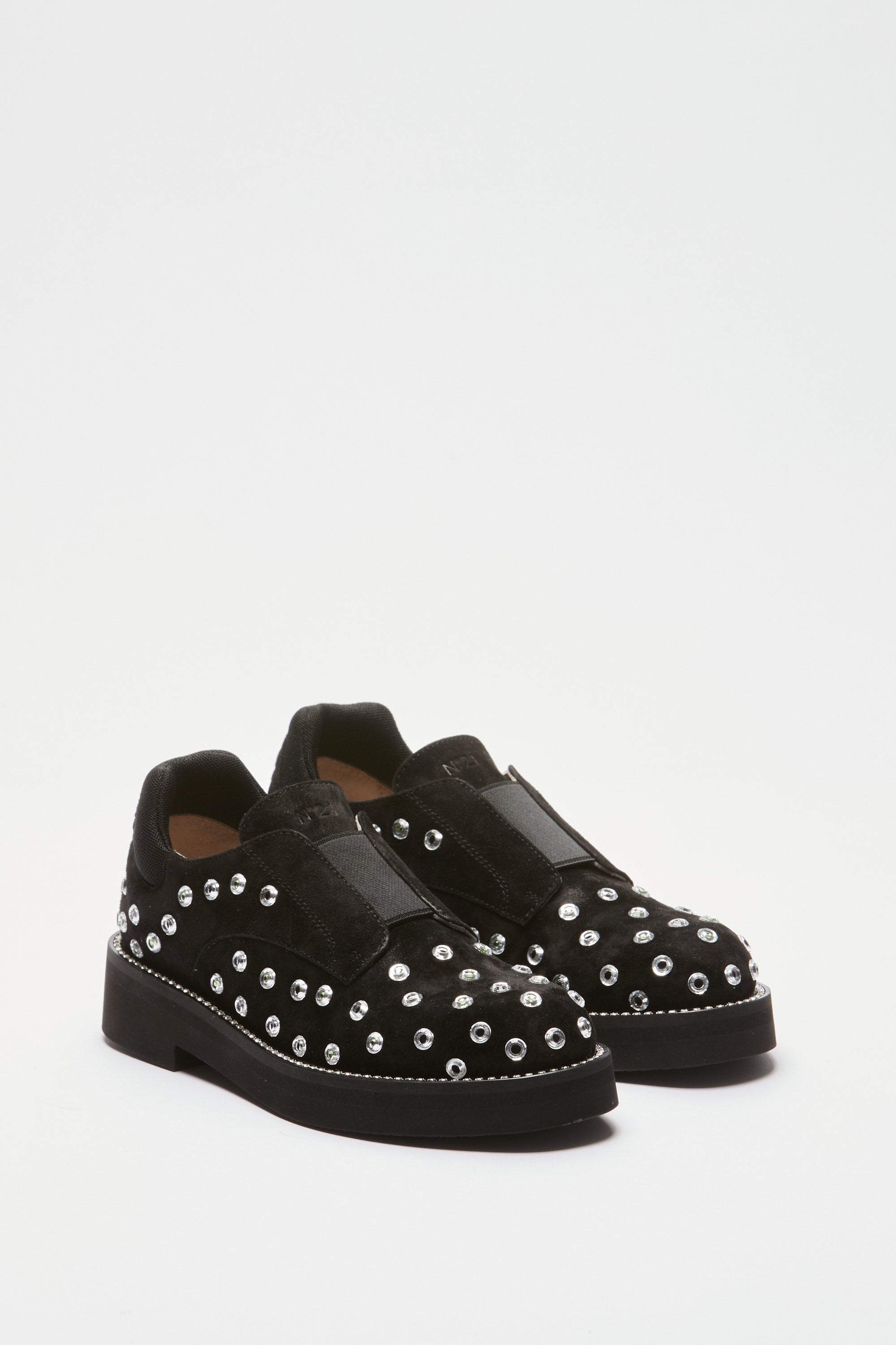 Suede derby shoes with studs
