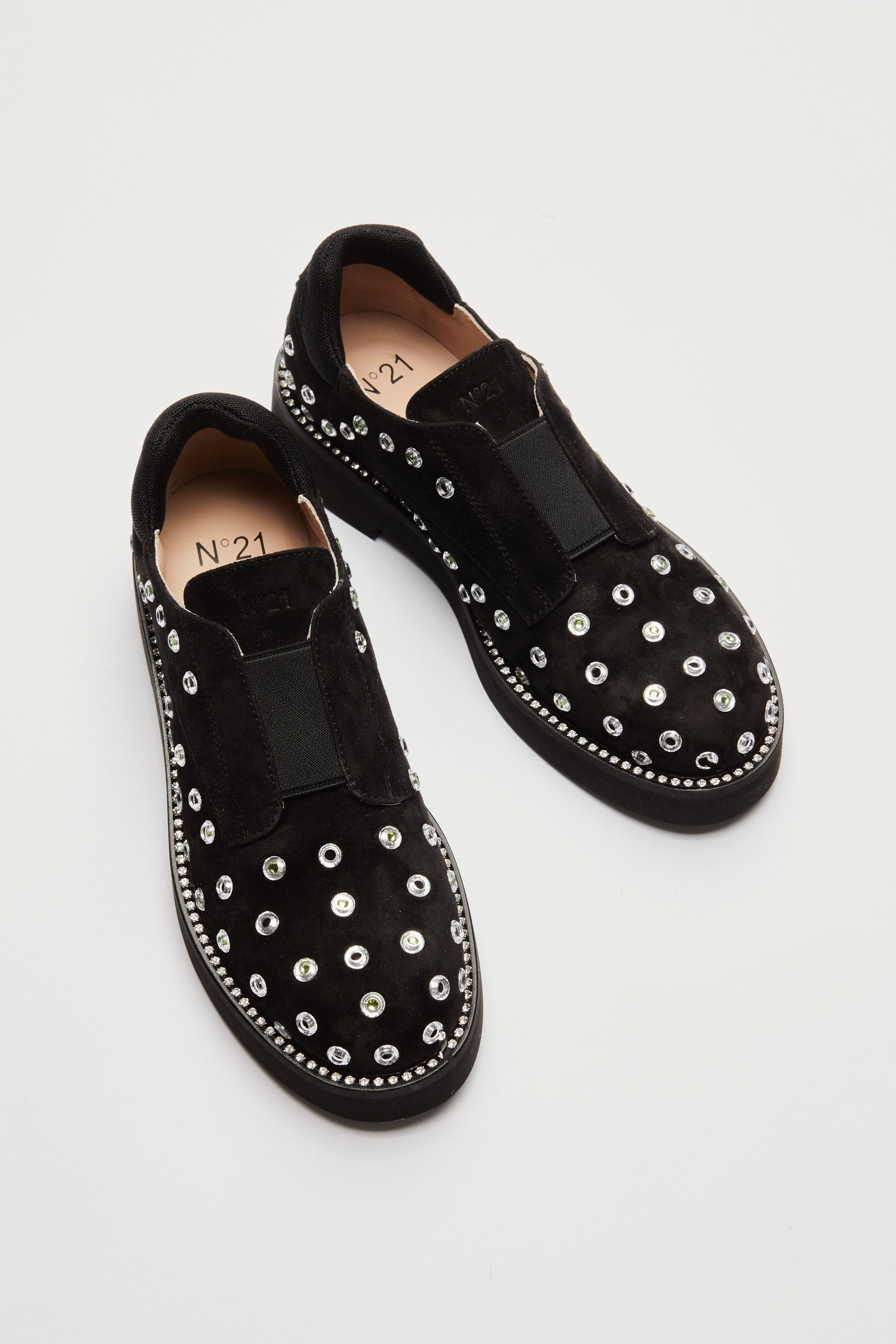 Suede derby shoes with studs