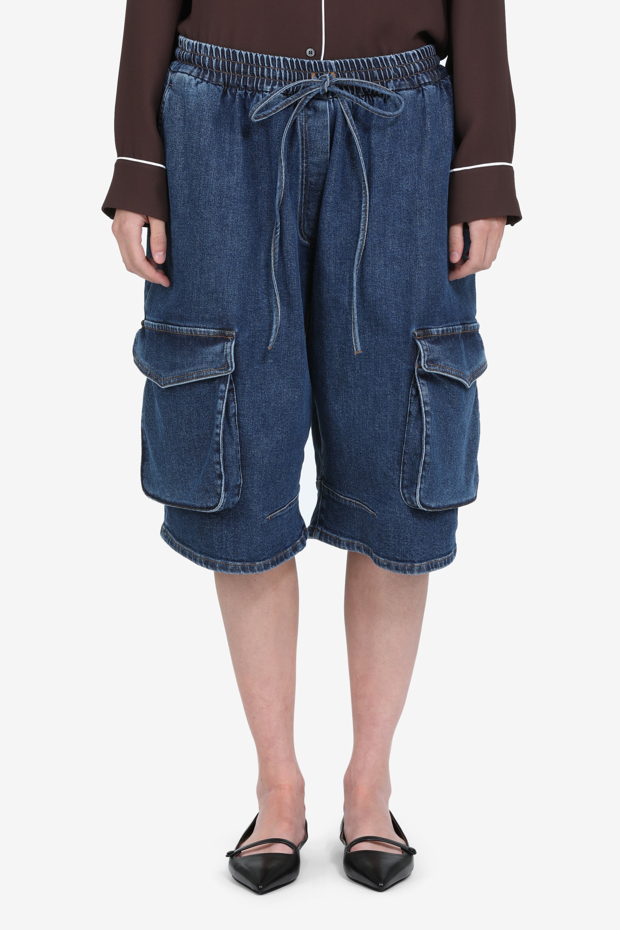 Knee-length denim pants