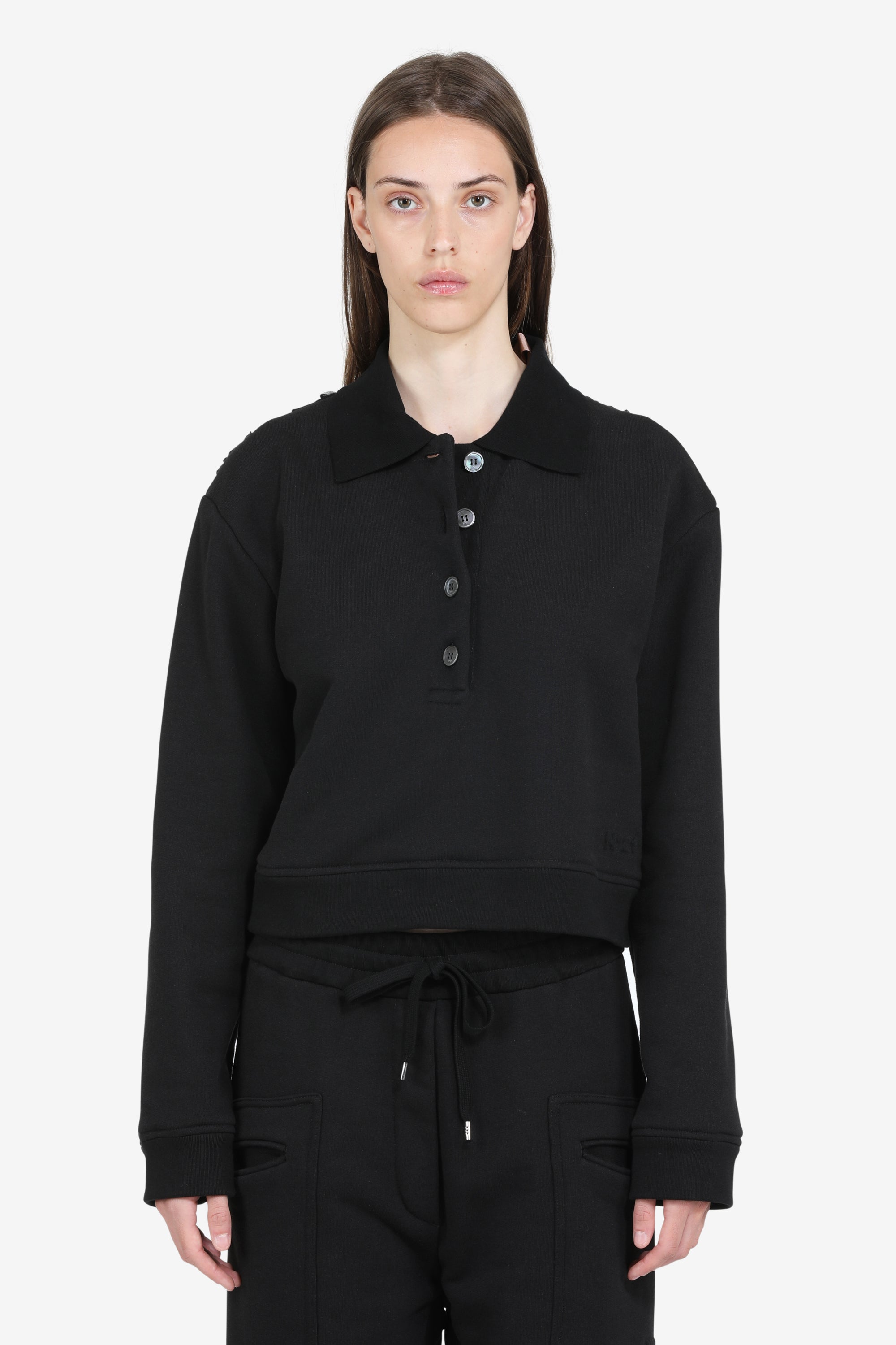 Sweatshirt with collar and lace back