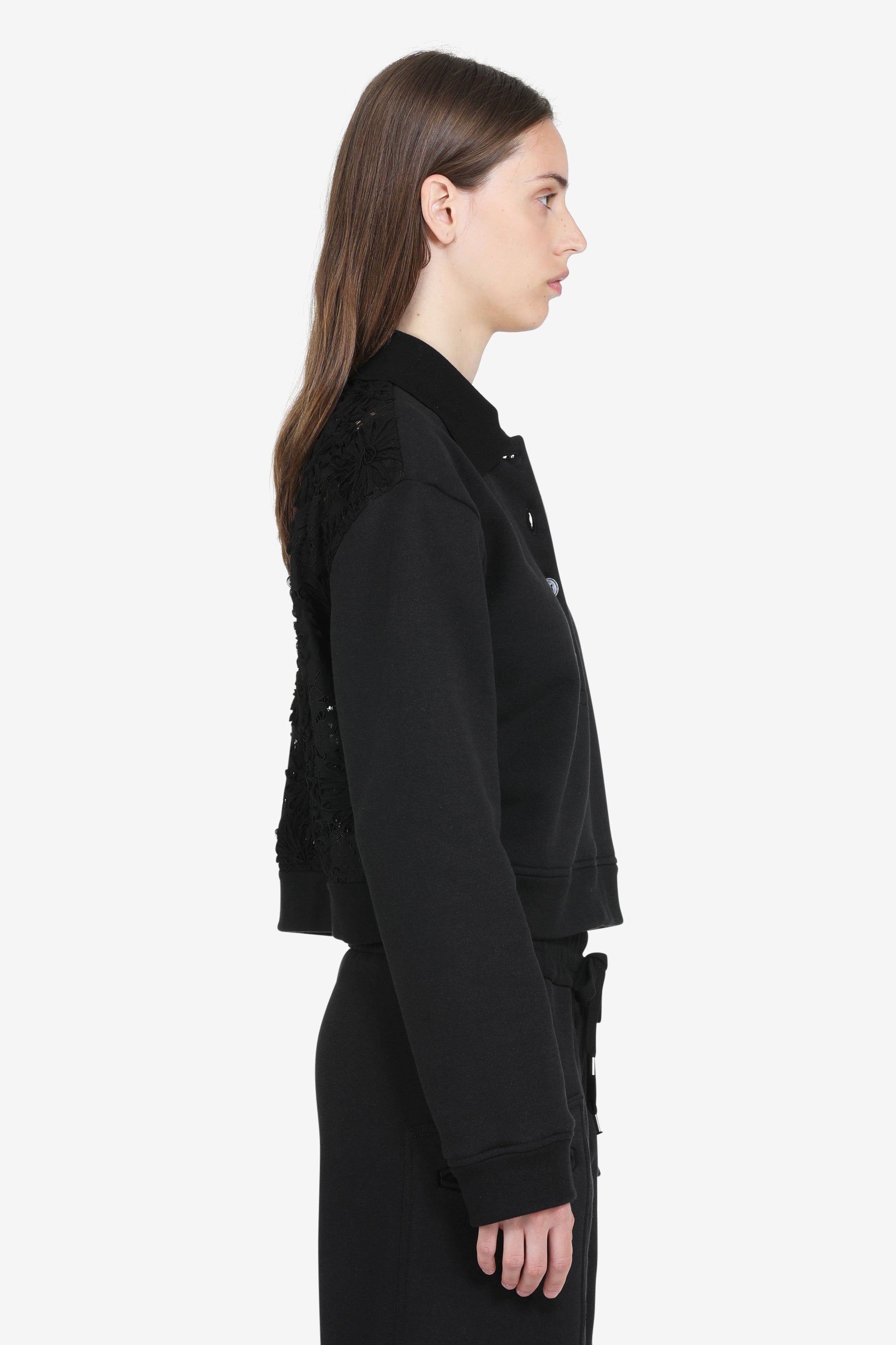 Sweatshirt with collar and lace back