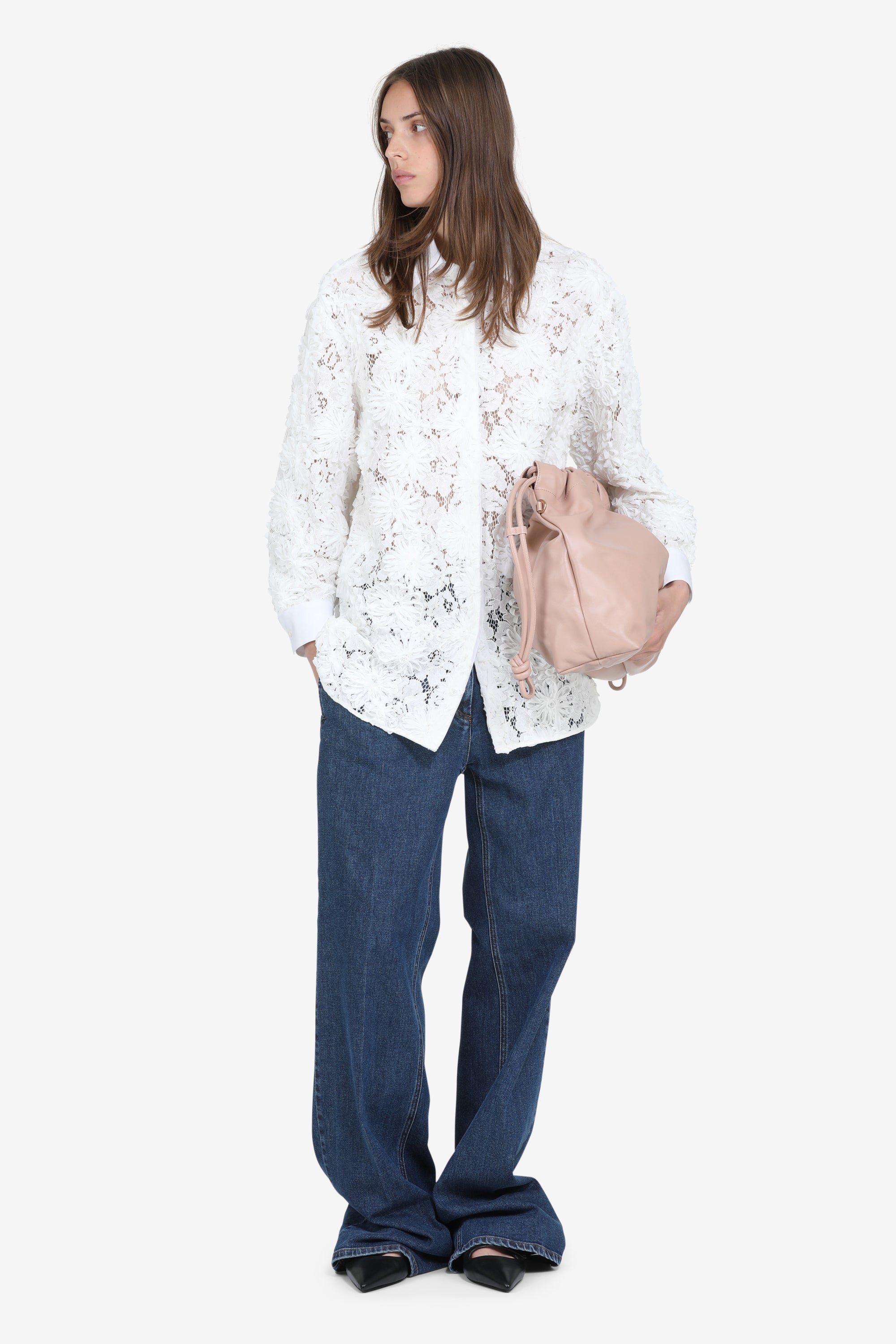 Lace shirt with long sleeves