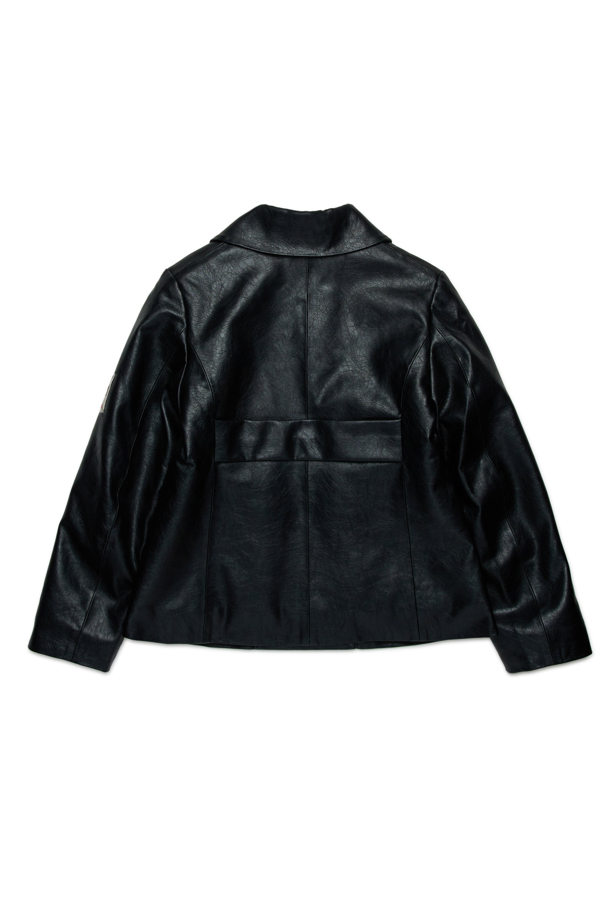 Double-breasted jacket in coated fabric