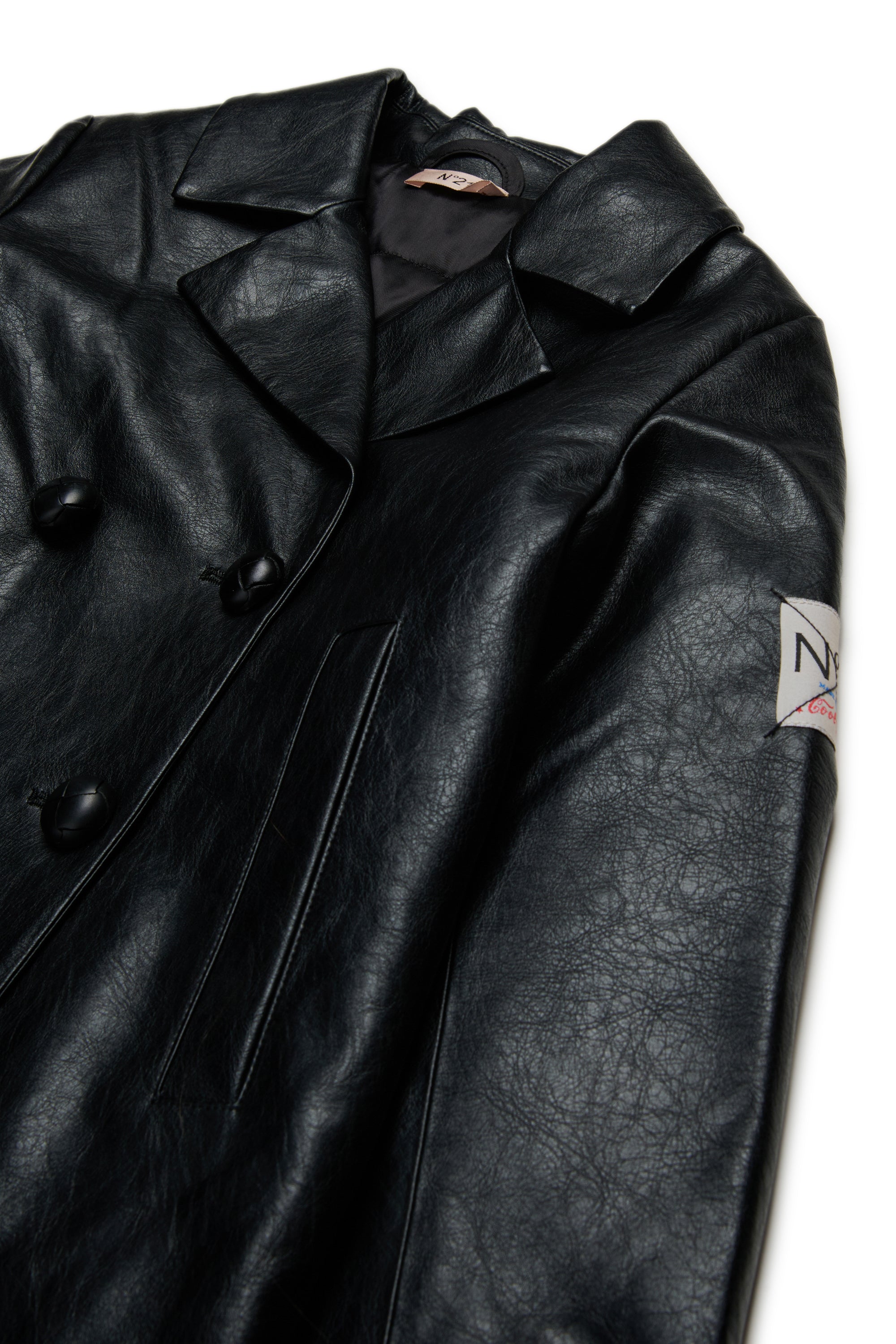 Double-breasted jacket in coated fabric