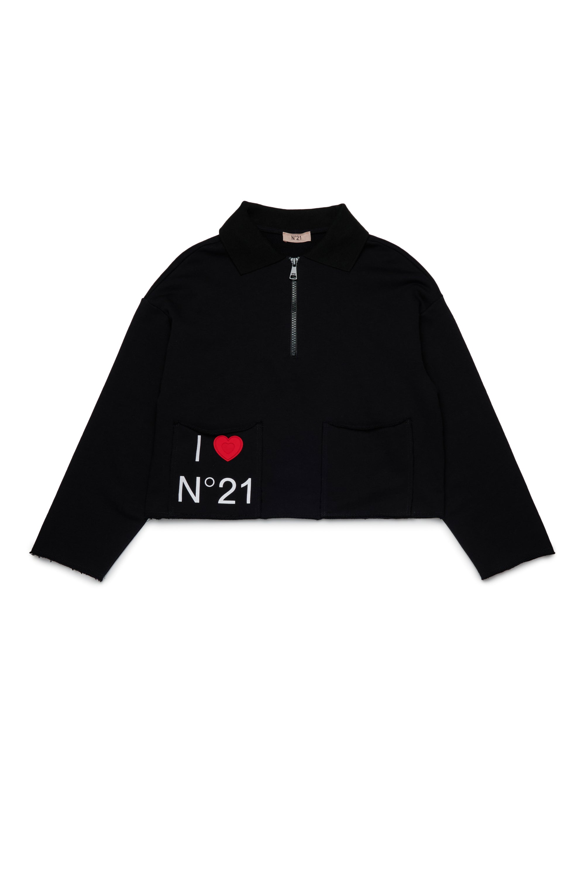 N21(numero ventuno) / ジップパーカー/38/コットン/BLK/無地/P23EN2M E0616330 N21 KIDS | Zip-up sweatshirt with 