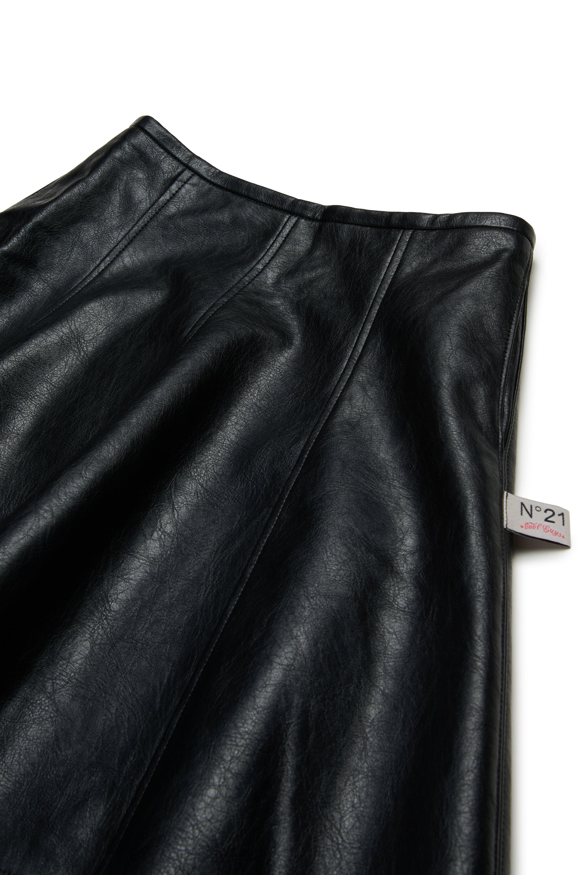 Short semi-circle skirt in coated fabric