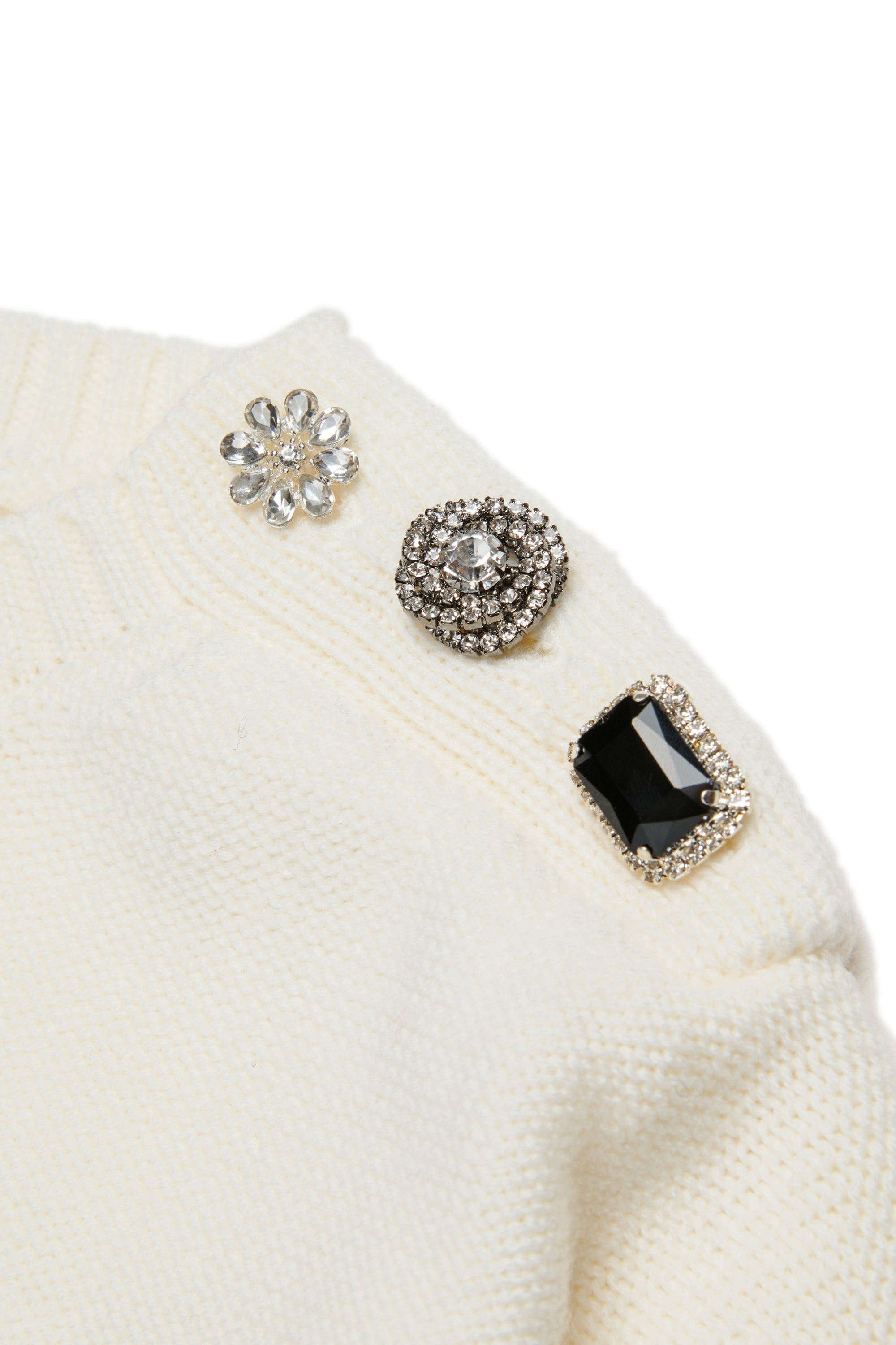Wool blend sweater with jewel buttons