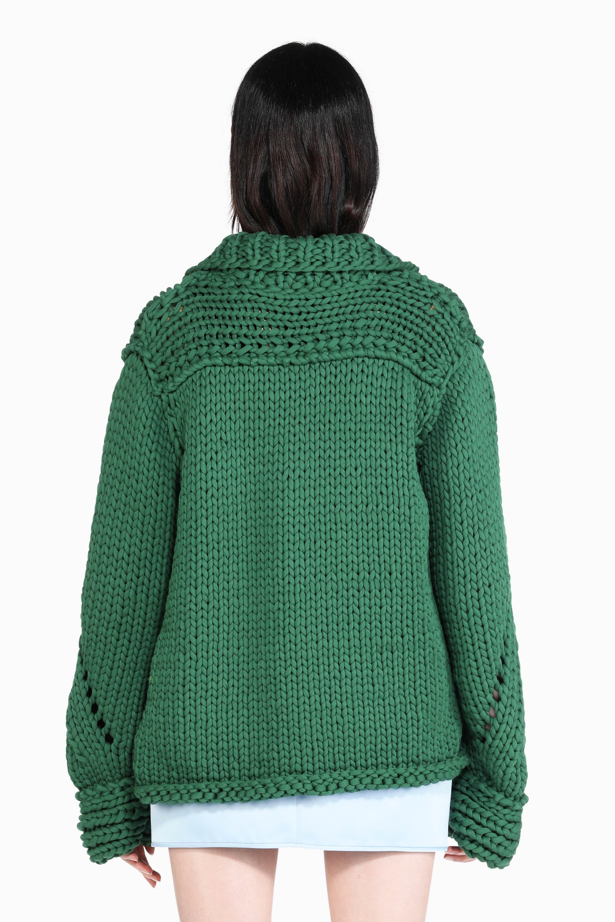 Chunky-Knit Cardigan Flag Green | N21