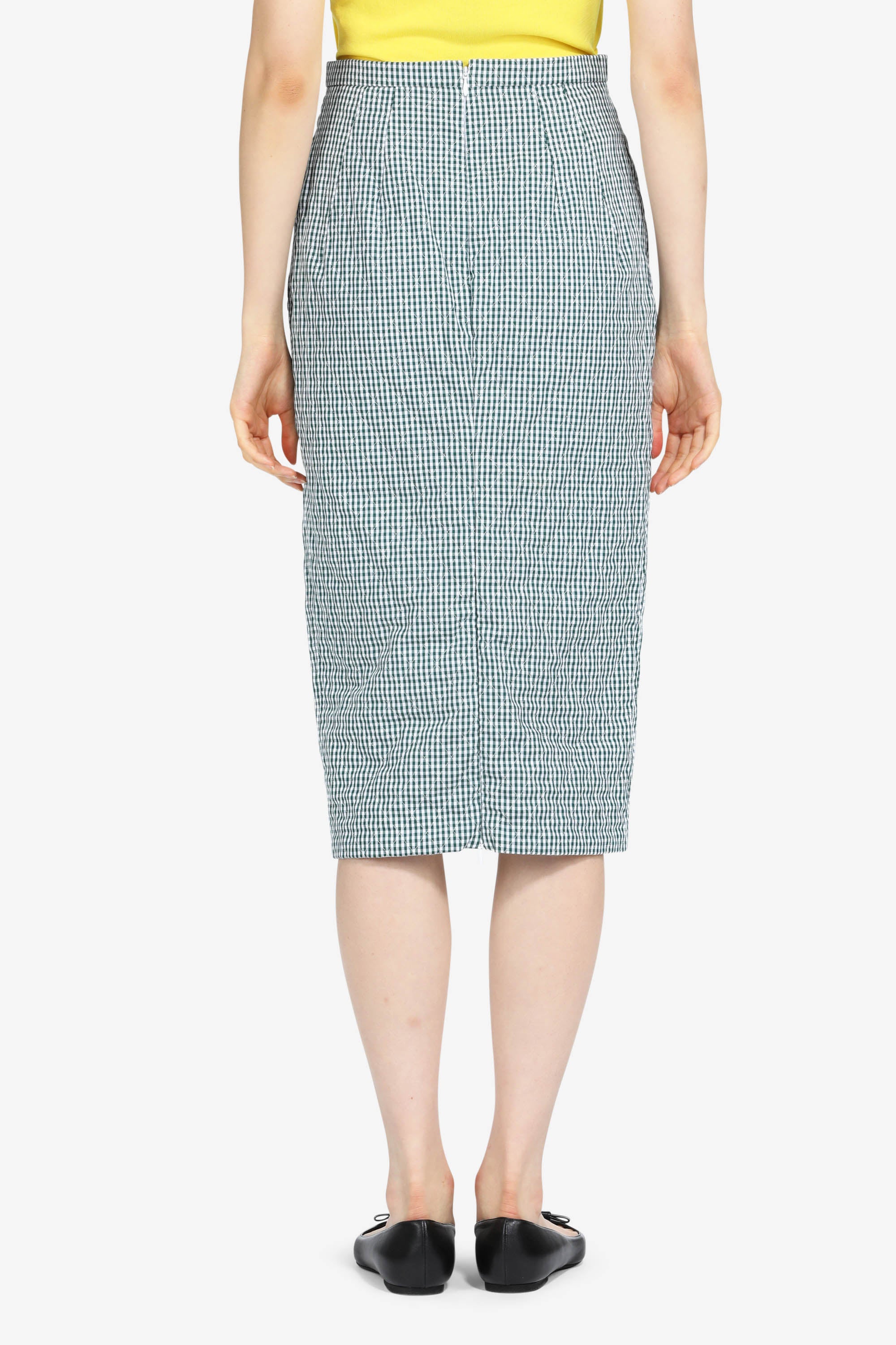 Gingham Print Midi Skirt