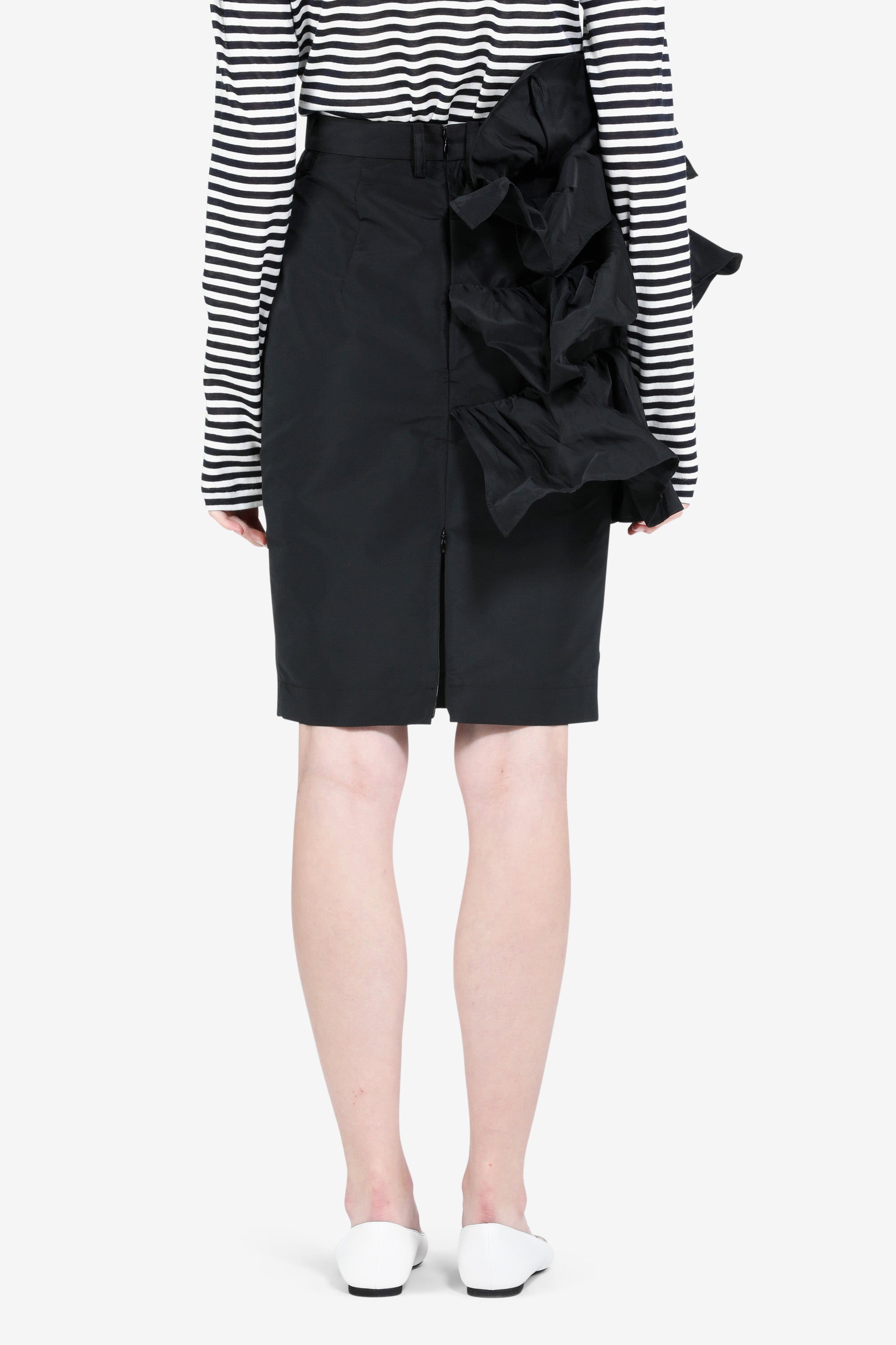 Floral-Appliqué Midi Skirt