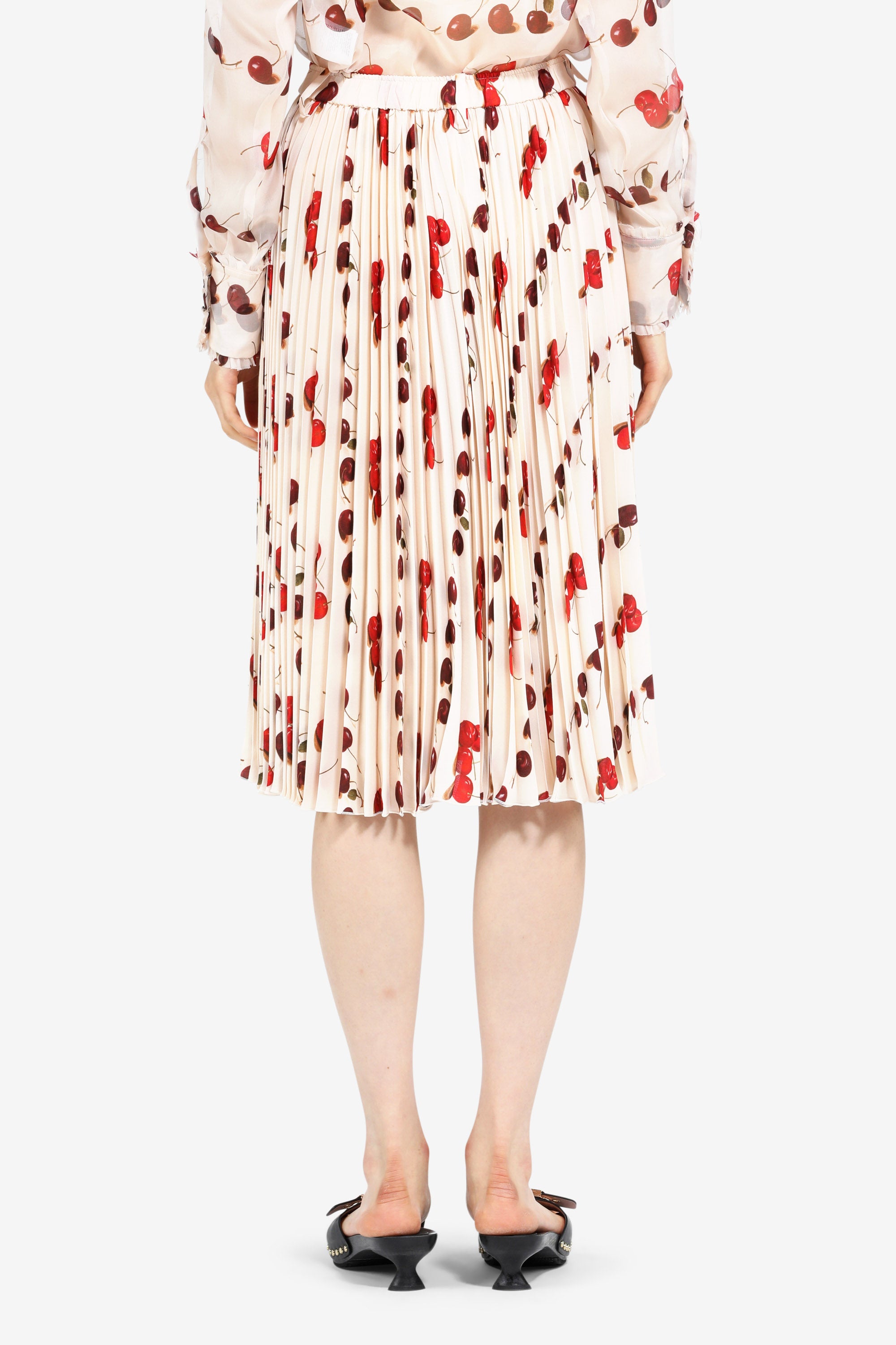 Cherry-Print Pleated Skirt