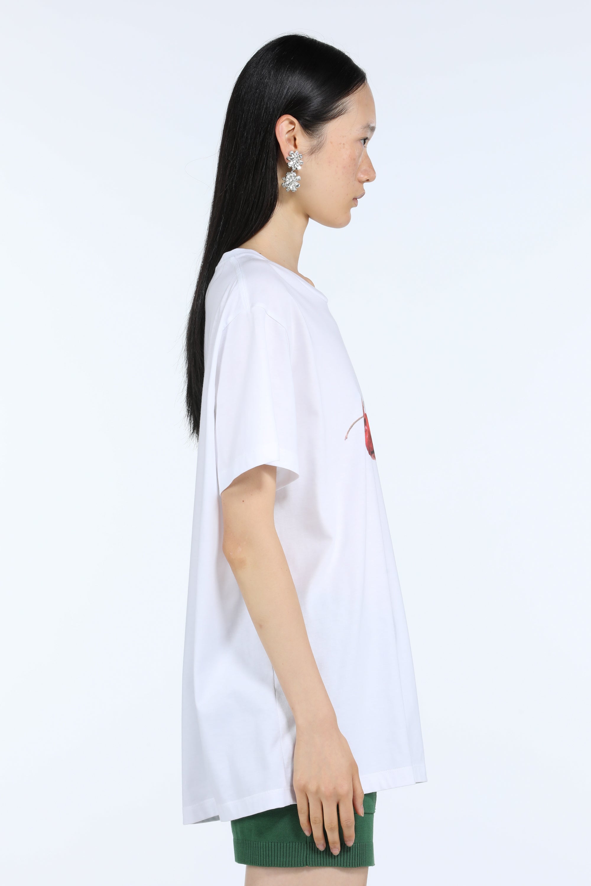 Cherry-Print Cotton Jersey T-Shirt Optic White | N21