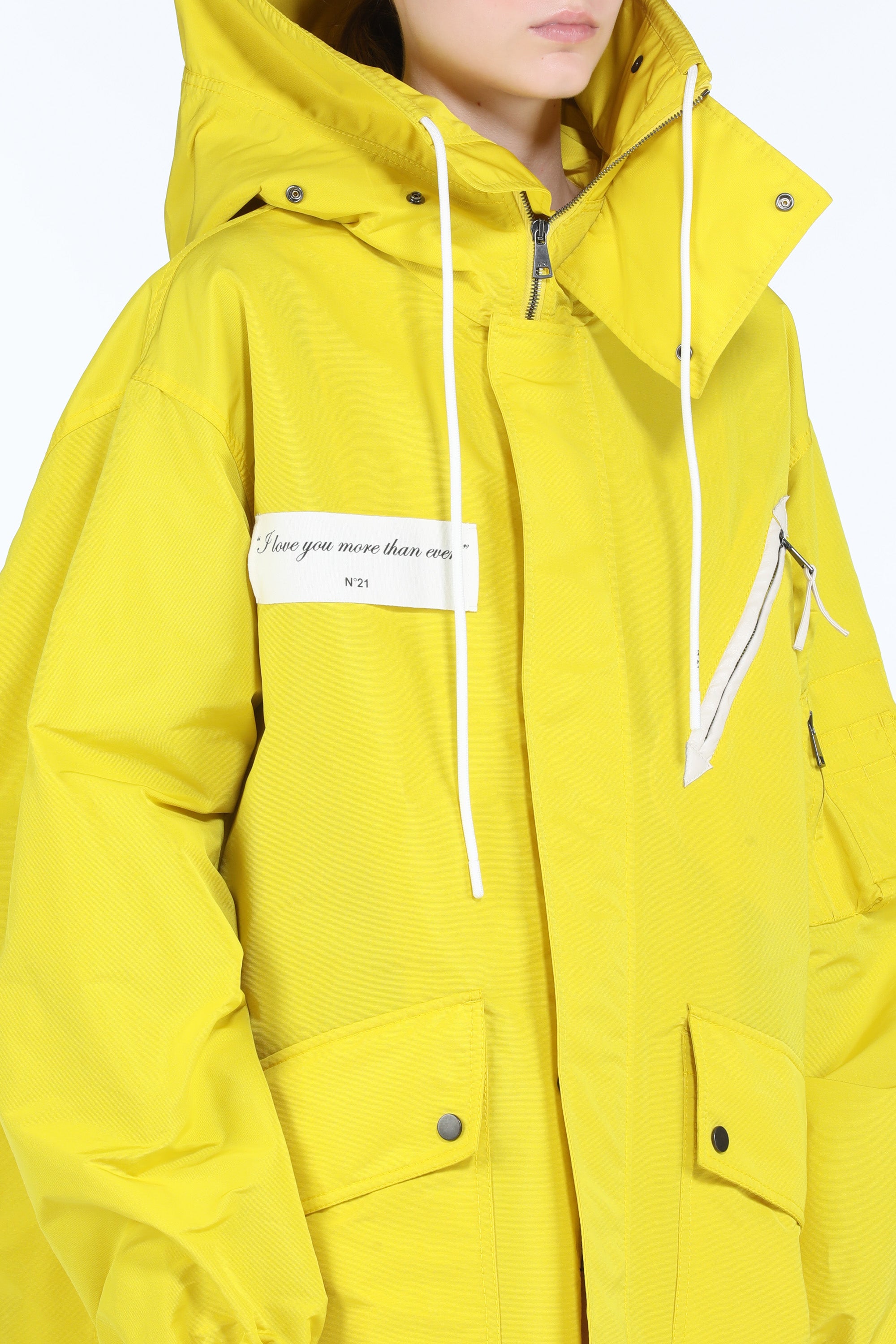 Giacca lunga con cappuccio e coulisse
