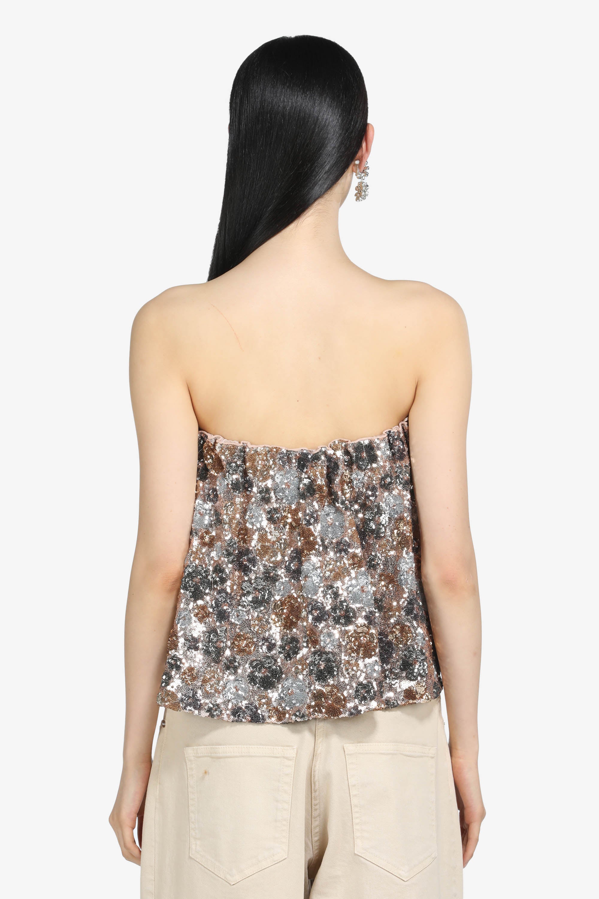 Sequin-Embellished Strapless Top