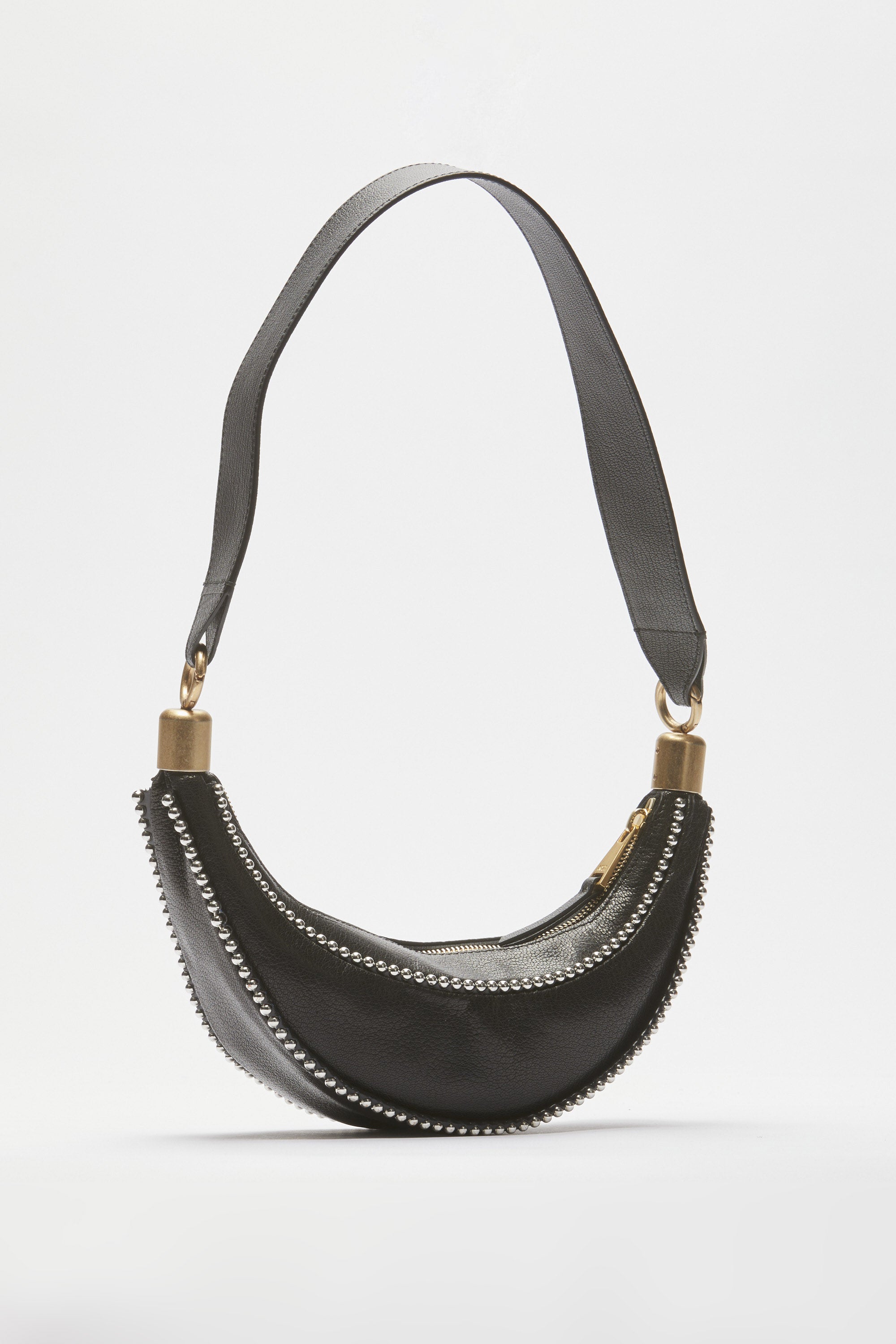 Borsa Banana in pelle con borchie