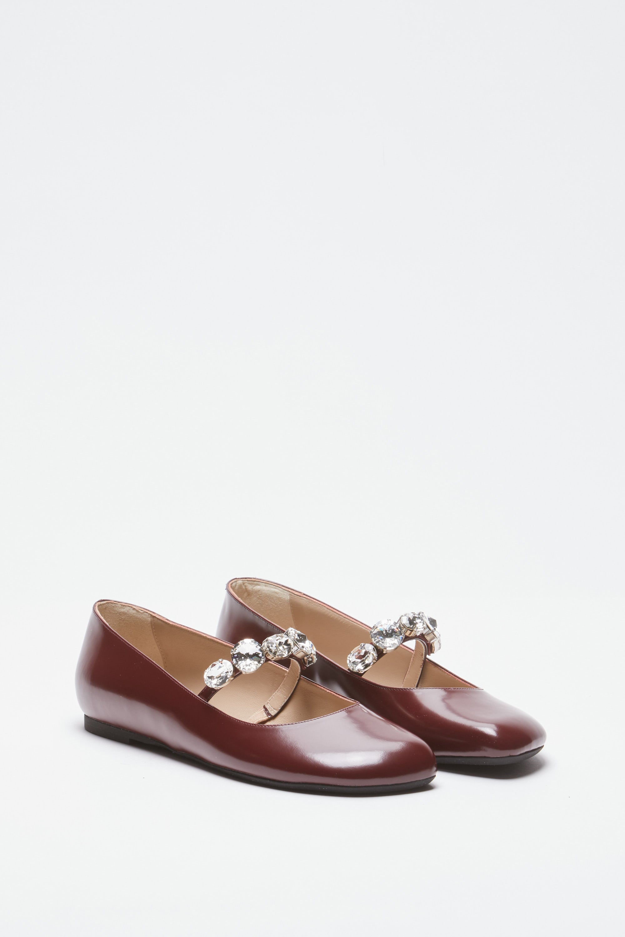 Patent leather ballerinas with maxi crystals