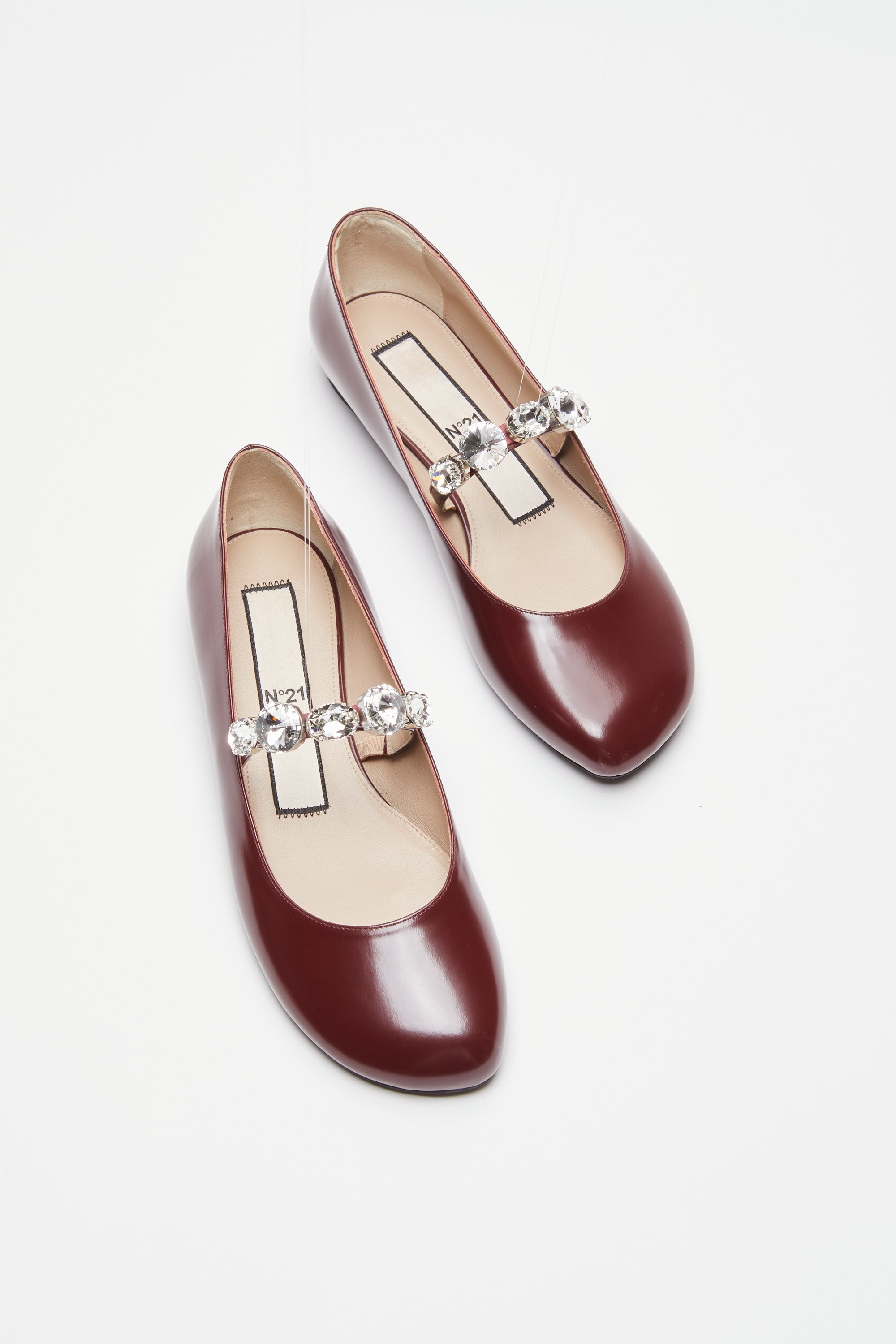 Patent leather ballerinas with maxi crystals