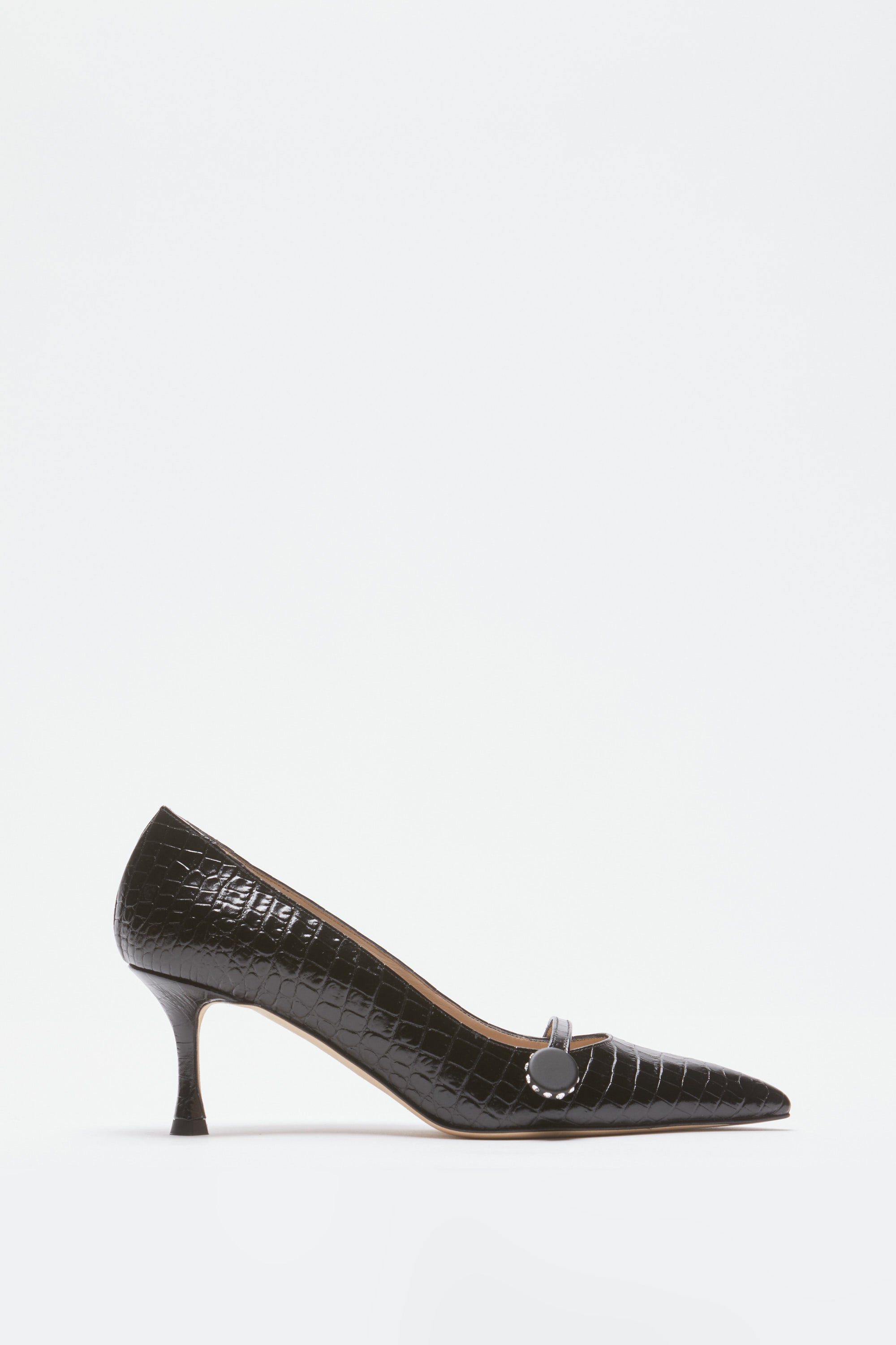 Croc print pointed pumps