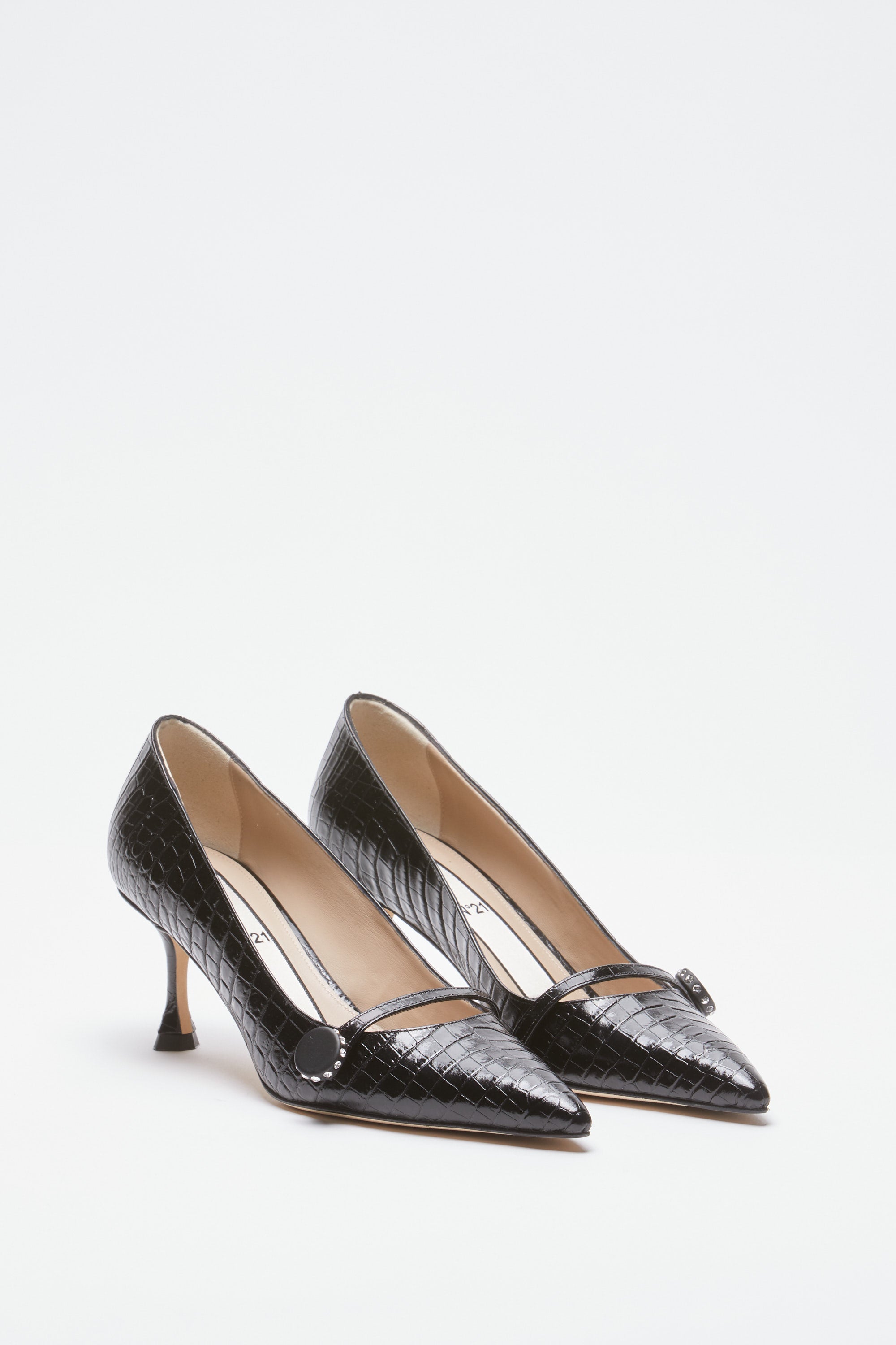 Croc print pointed pumps