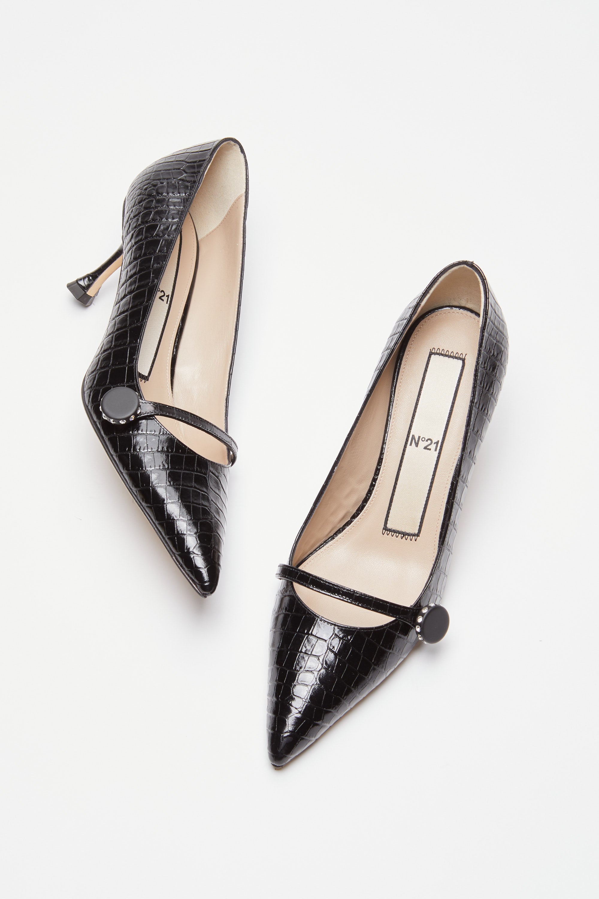 Croc print pointed pumps