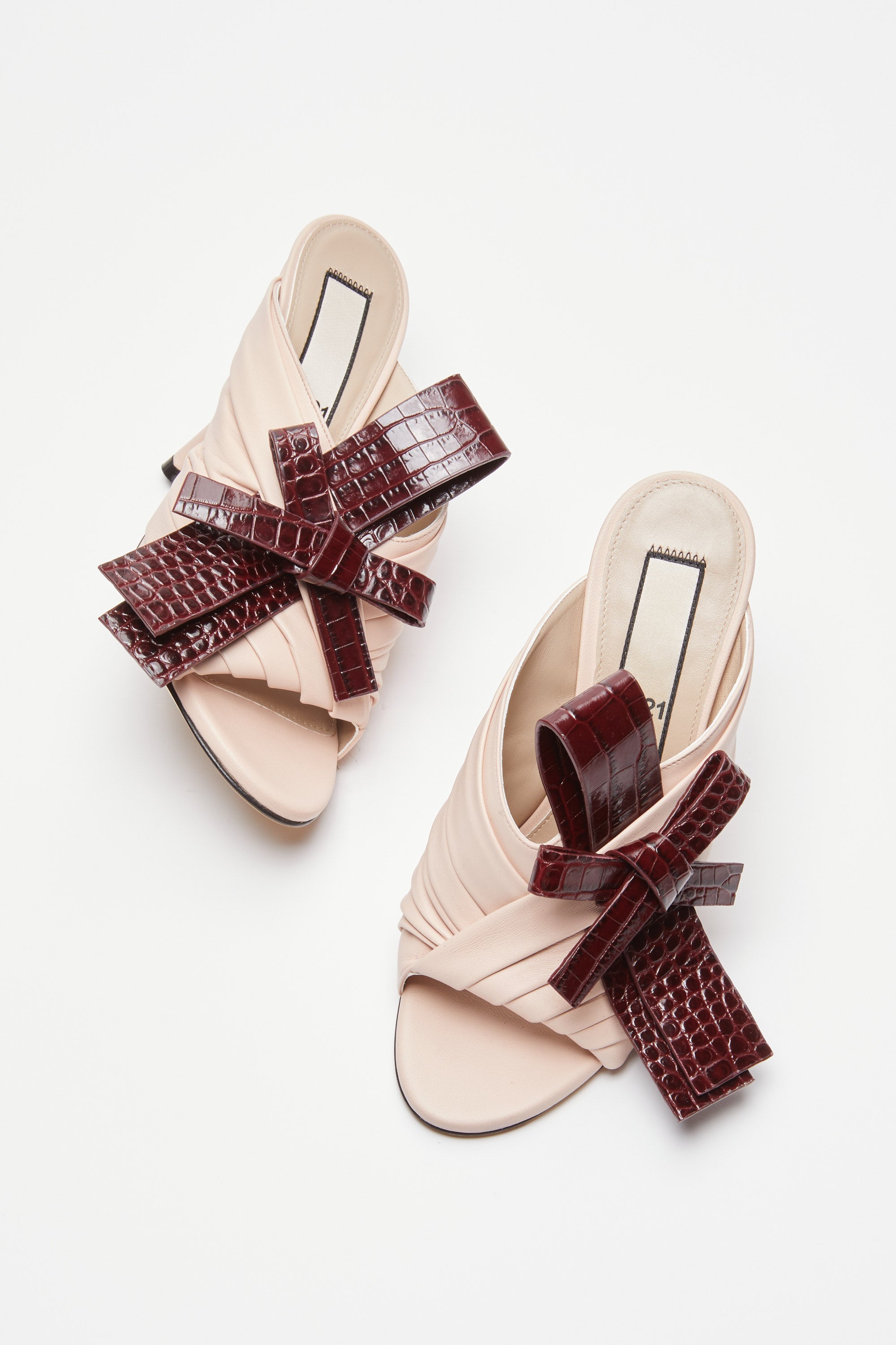 High heel mules with bow